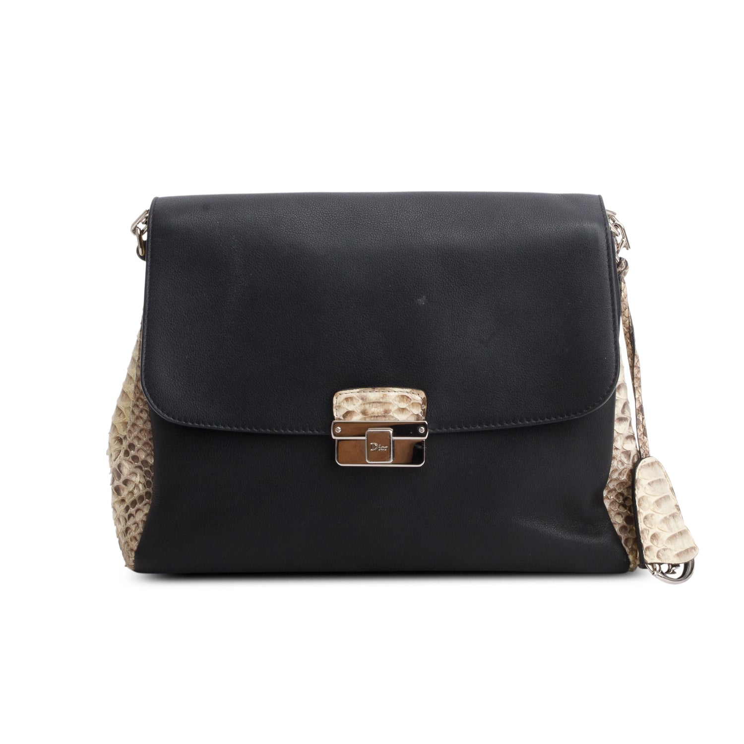 Christian Dior Black Calfskin & Python Large Diorling