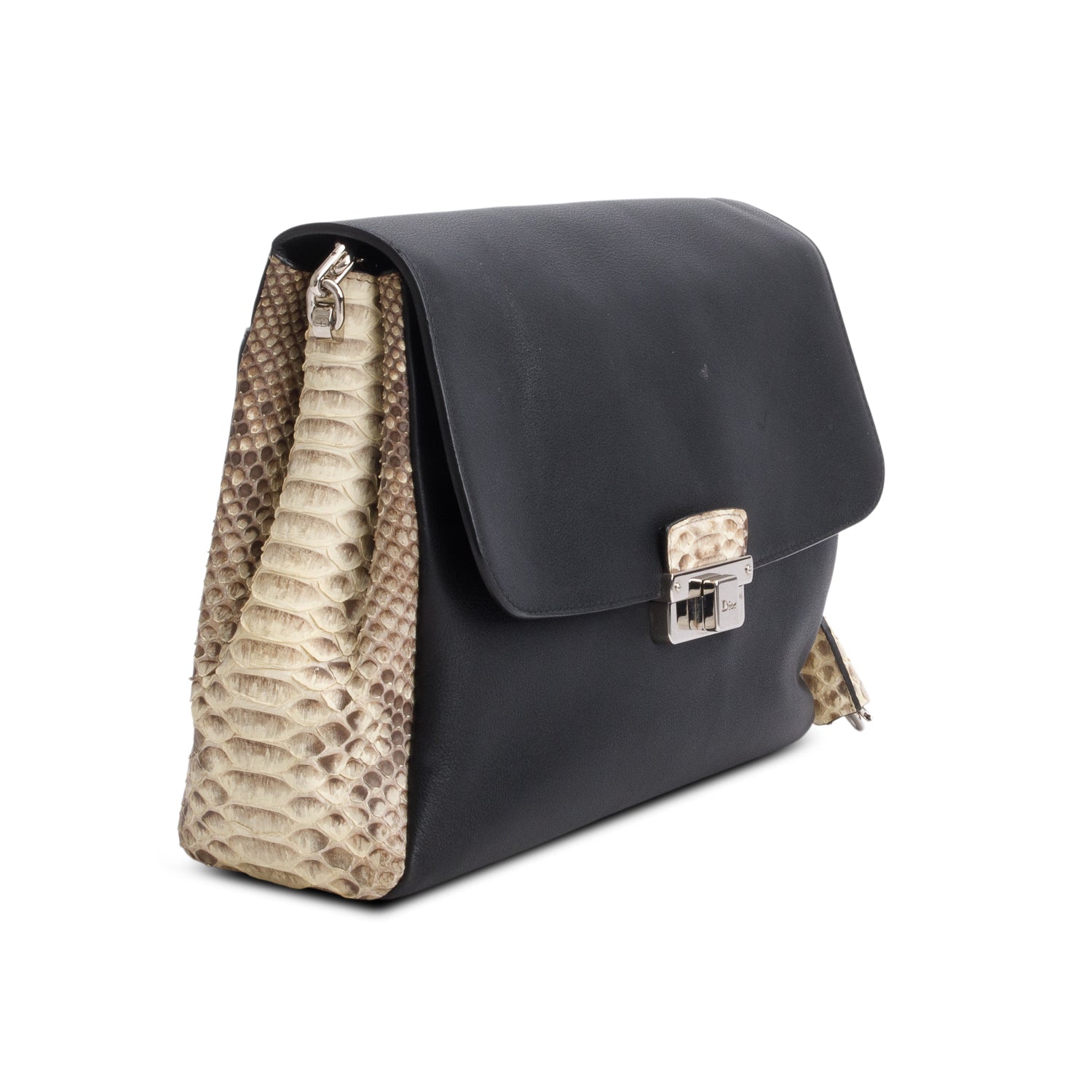 Christian Dior Black Calfskin & Python Large Diorling