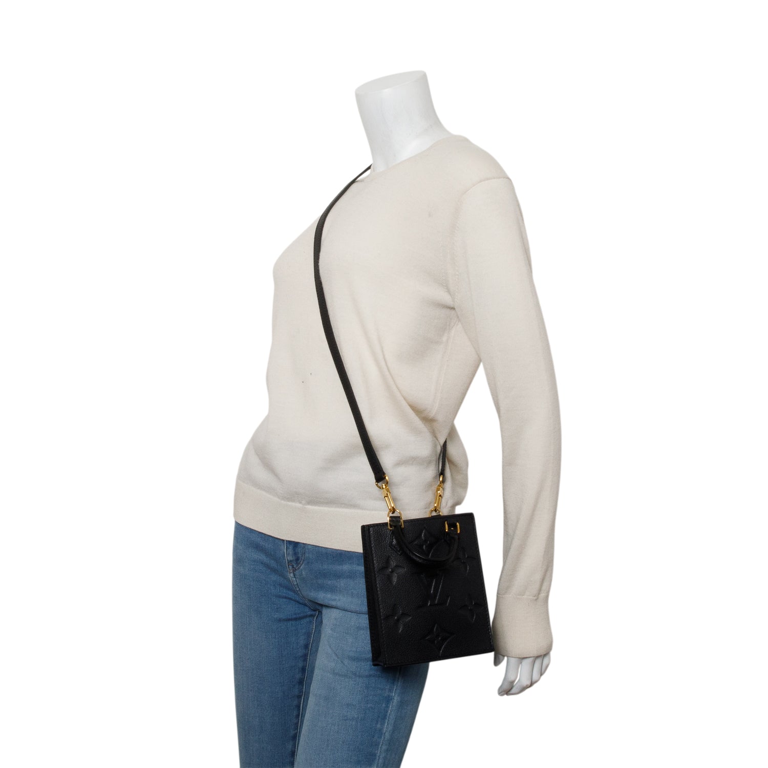 Louis Vuitton Black Empreinte Monogram Giant Petit Sac Plat w/ Strap