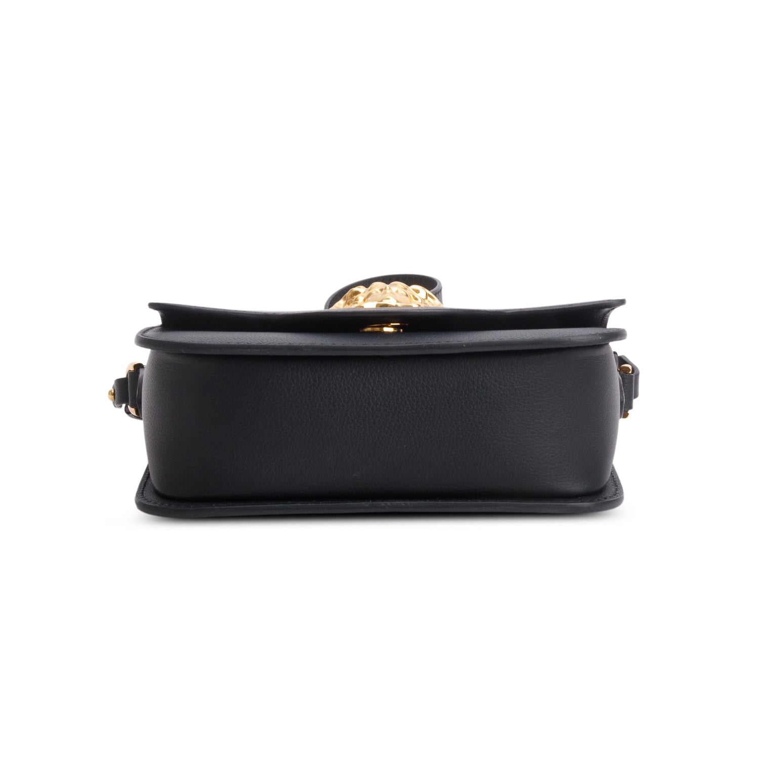 Versace Black Grained Calfskin La Medusa Flap Shoulder Bag