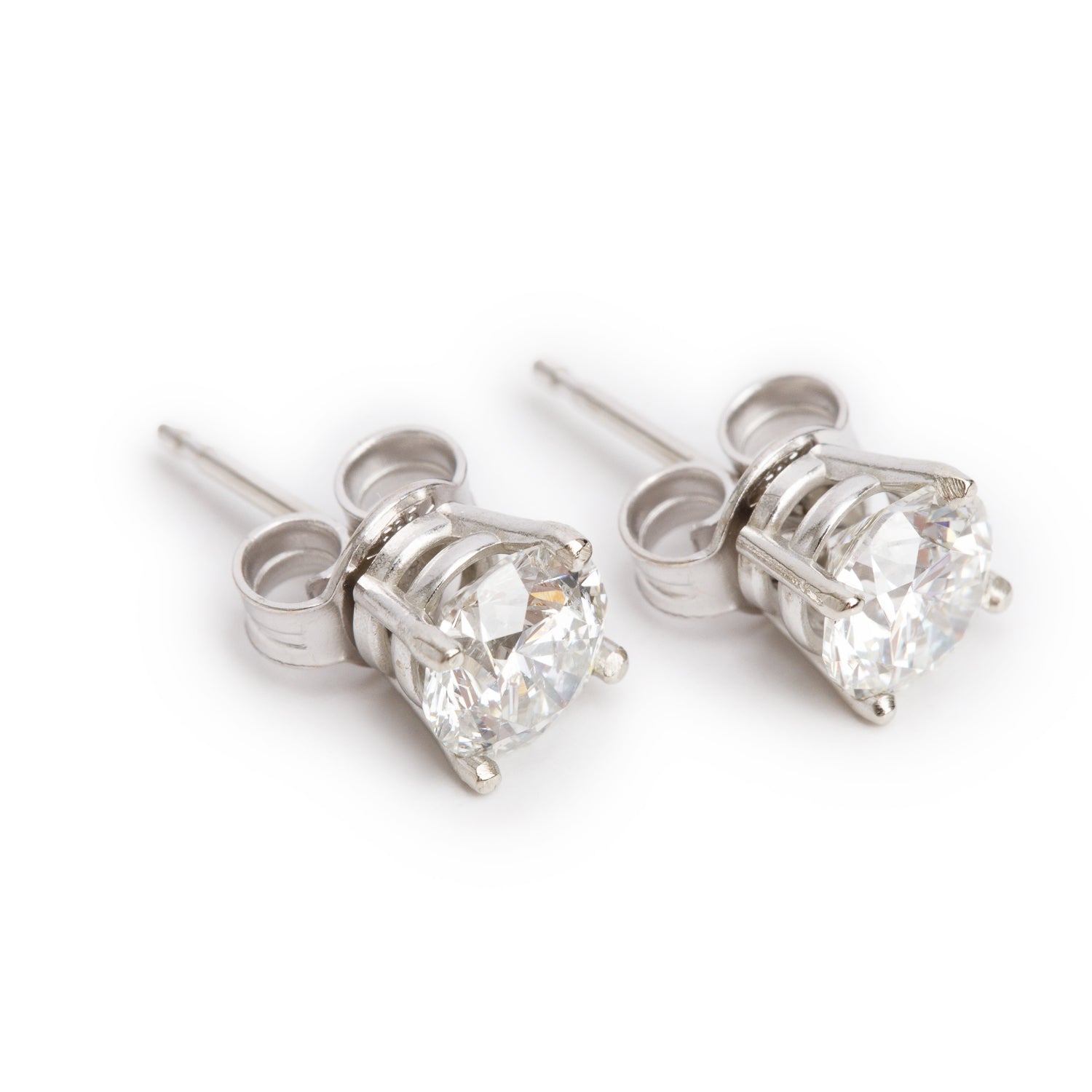 14k White Gold 1.46 tcw. Diamond Stud Earrings