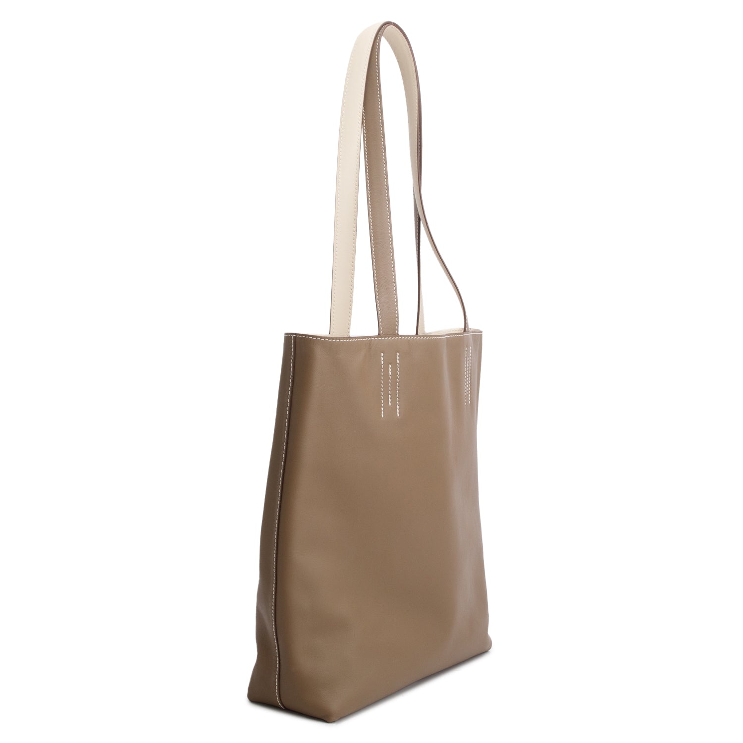 Hermes 2025 Etoupe Crai Swift Calfskin Neo Double Sens 35 Reversible Tote w/ Box & Receipt