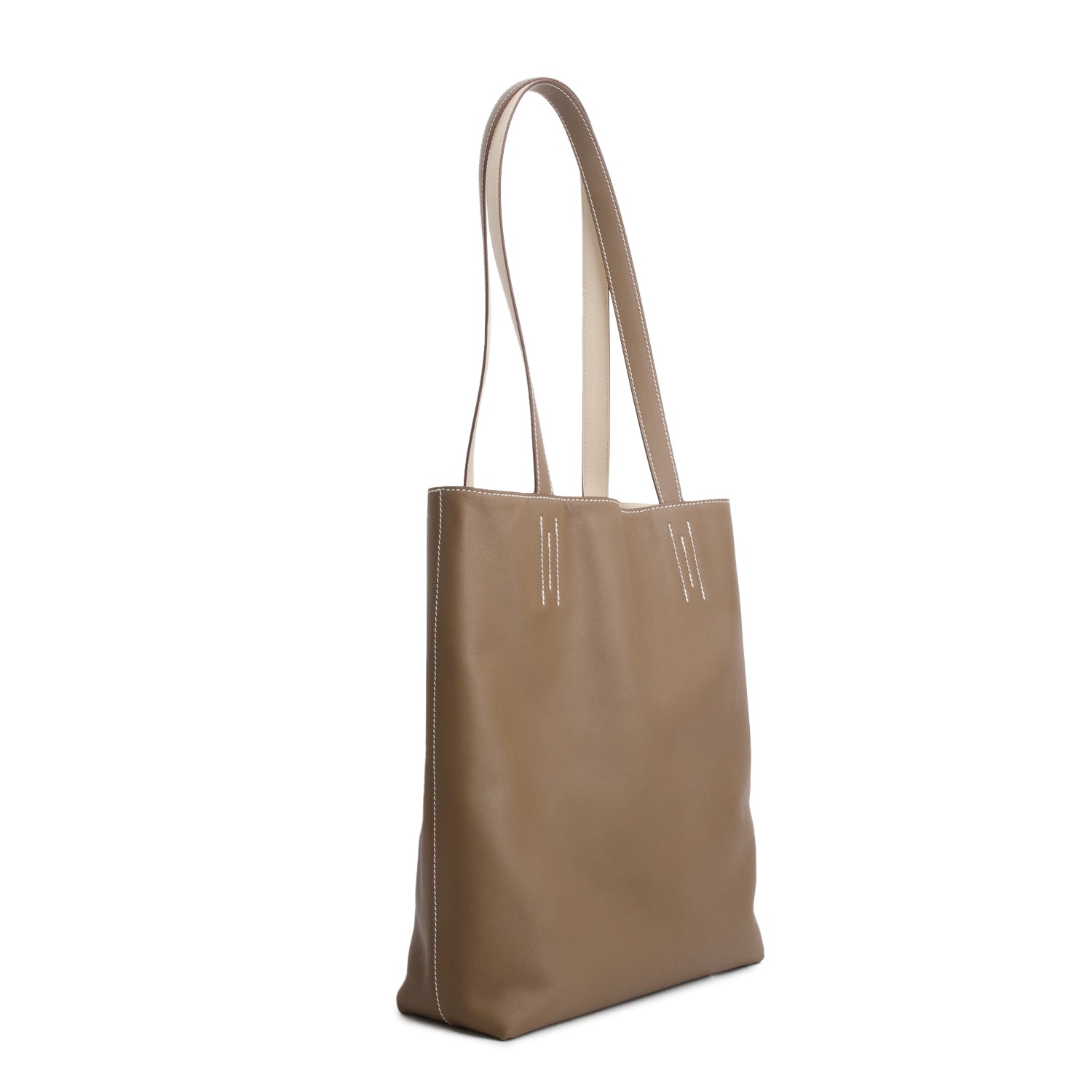 Hermes 2025 Etoupe Crai Swift Calfskin Neo Double Sens 35 Reversible Tote w/ Box & Receipt