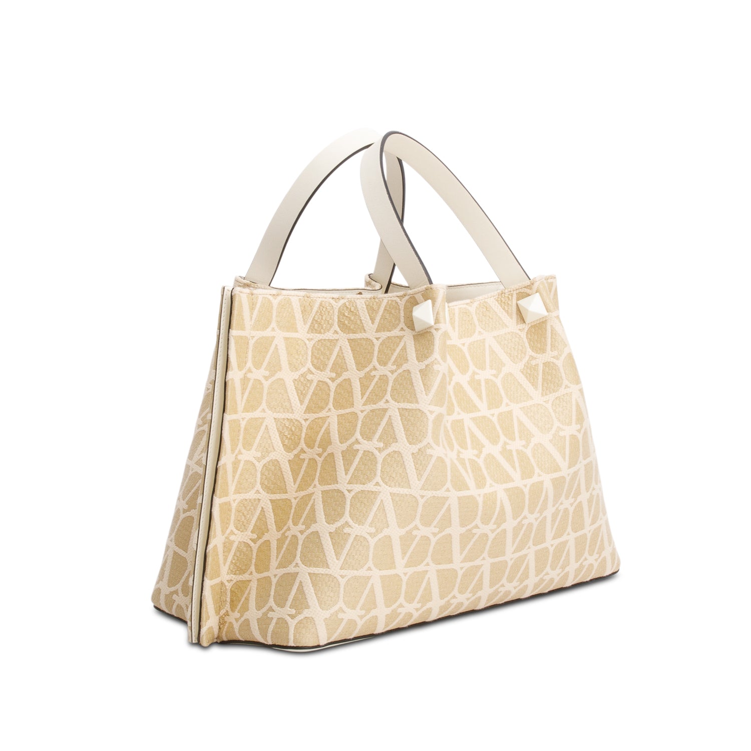 Valentino Beige VLogo Signature Toile Iconographe Tote Bag w/ Strap & Pouch