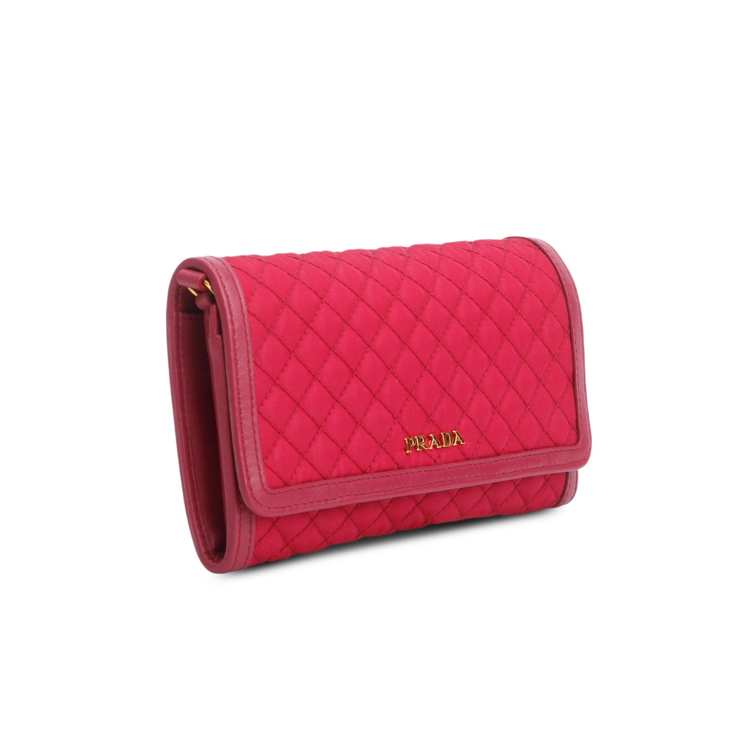 Prada Pink Tessuto Nylon Quilted Crossbody Wallet on Strap w/ Box & Authenticity Card