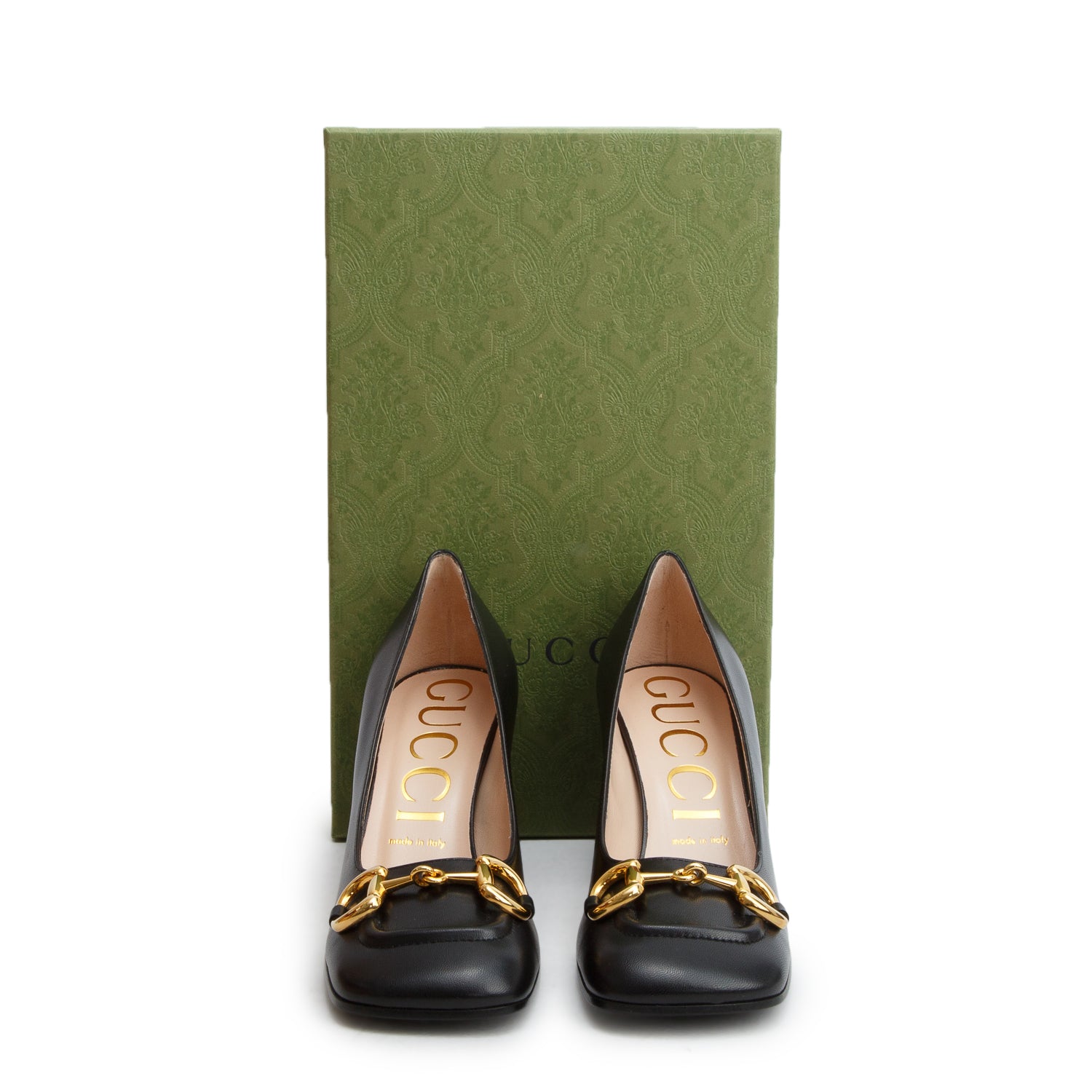 Gucci Black Malaga Kid Horsebit 75mm Pumps, Women's Size 38.5 w/ Box