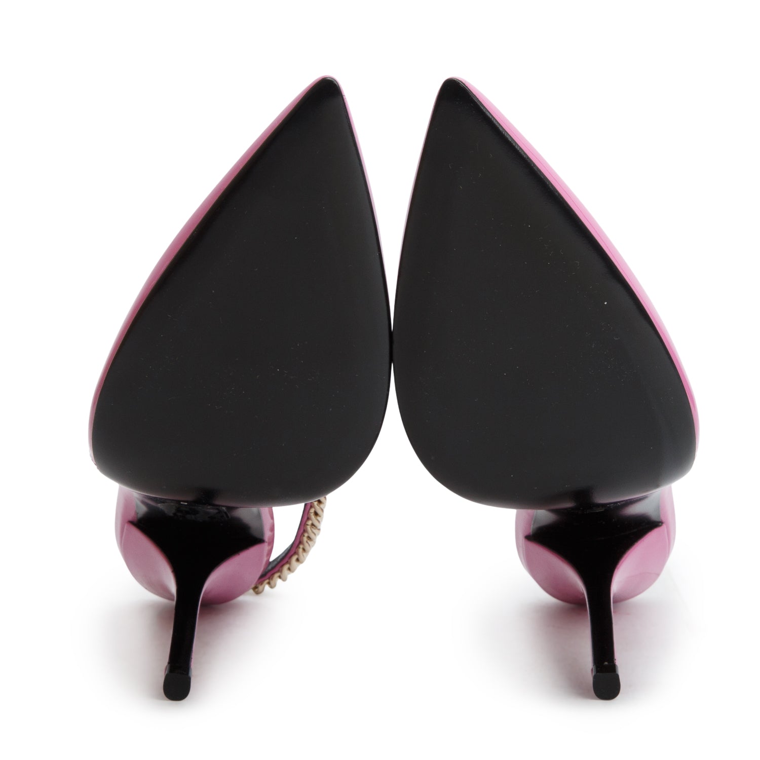 Gucci Pink Patent Leather Signoria Logo Plaque Slingback Pumps, Women's Size 38.5 w/ Box