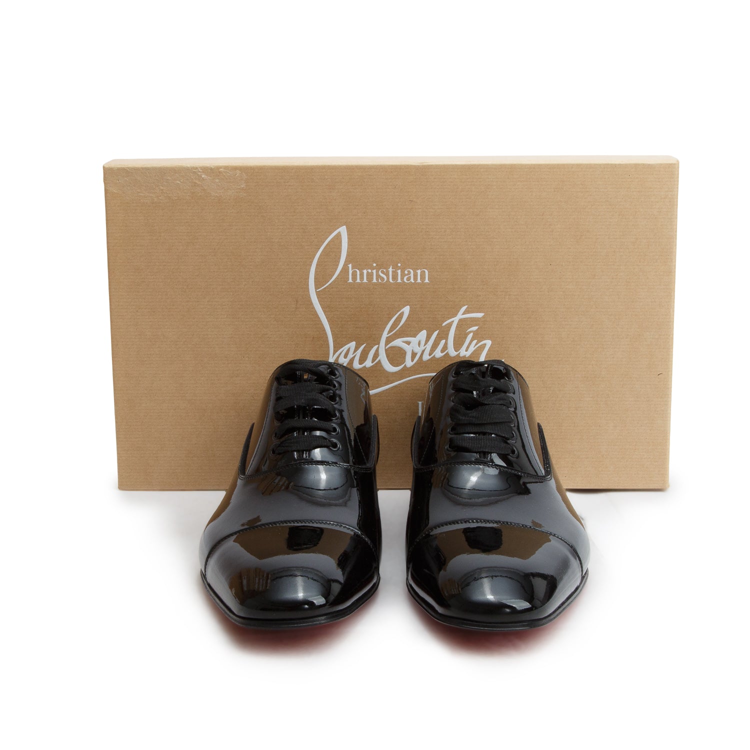 Christian Louboutin 2025 Black Patent Leather Greggo Oxfords, Men's Size 42 w/ Box & Receipt