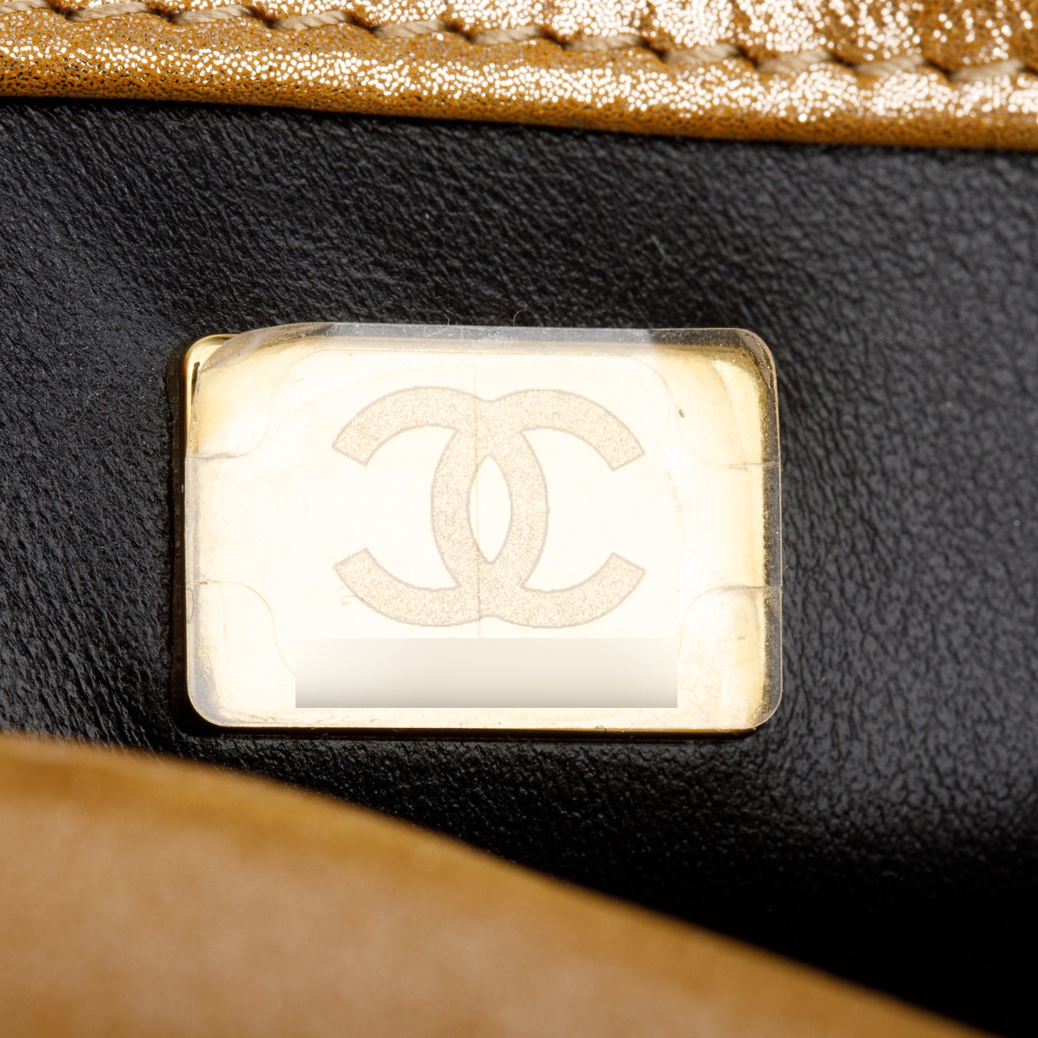 Chanel 2024 Metallic Gold Lambskin Quilted Mini CC Crystal Logo Chain Flap w/ Box & Receipt