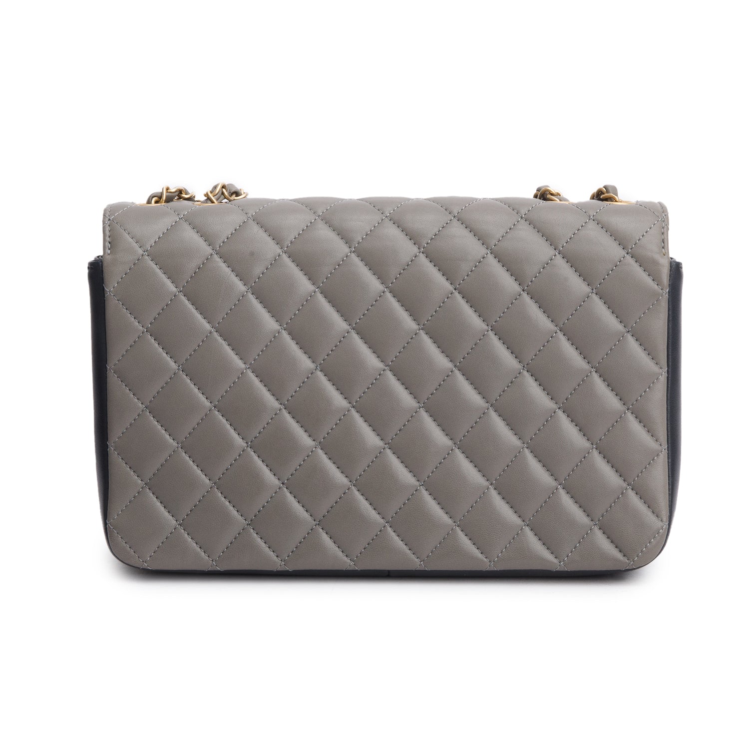 Chanel Grey Black Lambskin Quilted Medium CC Chic Flap
