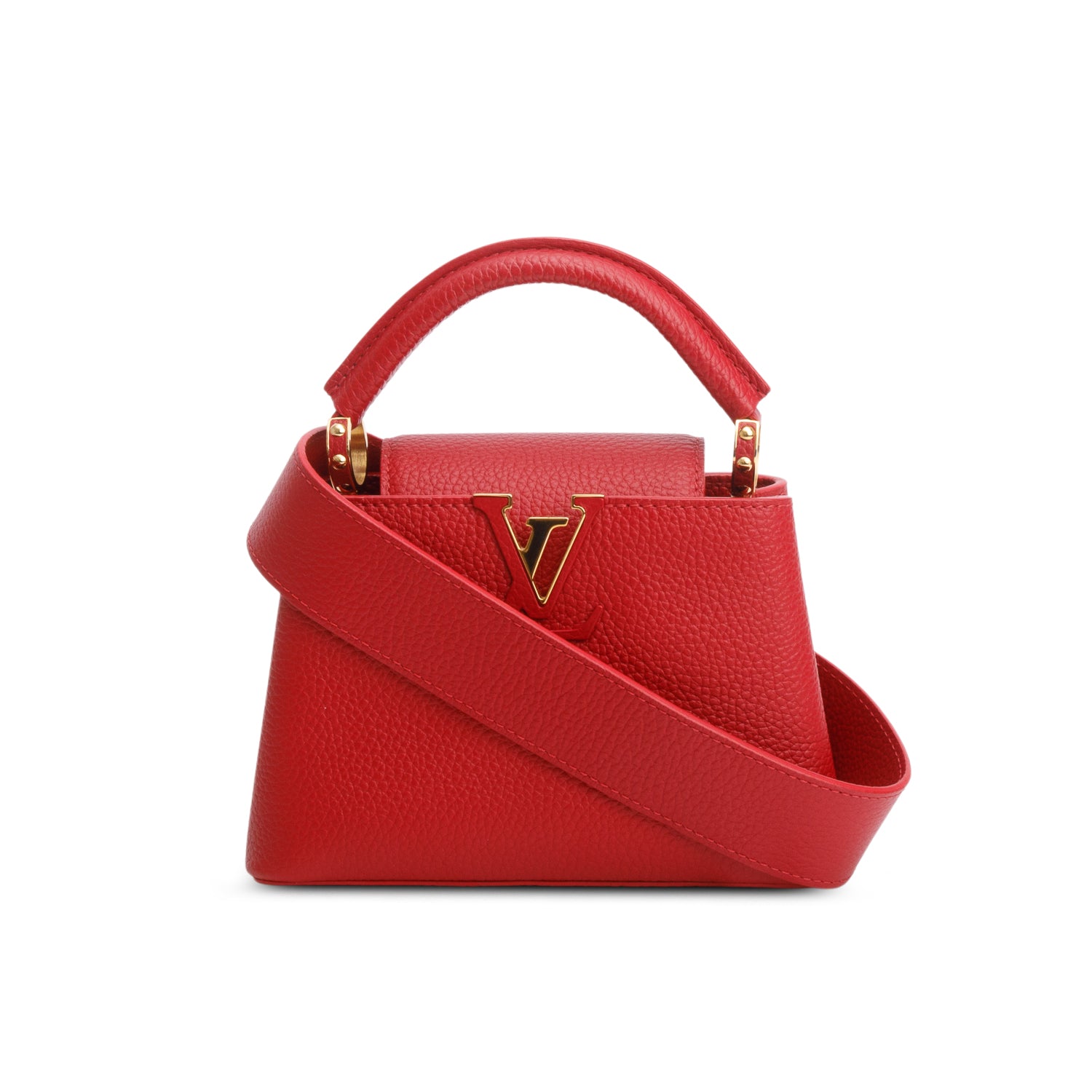 Louis Vuitton 2022 Red Taurillon Mini Capucines w/ Strap & Receipt