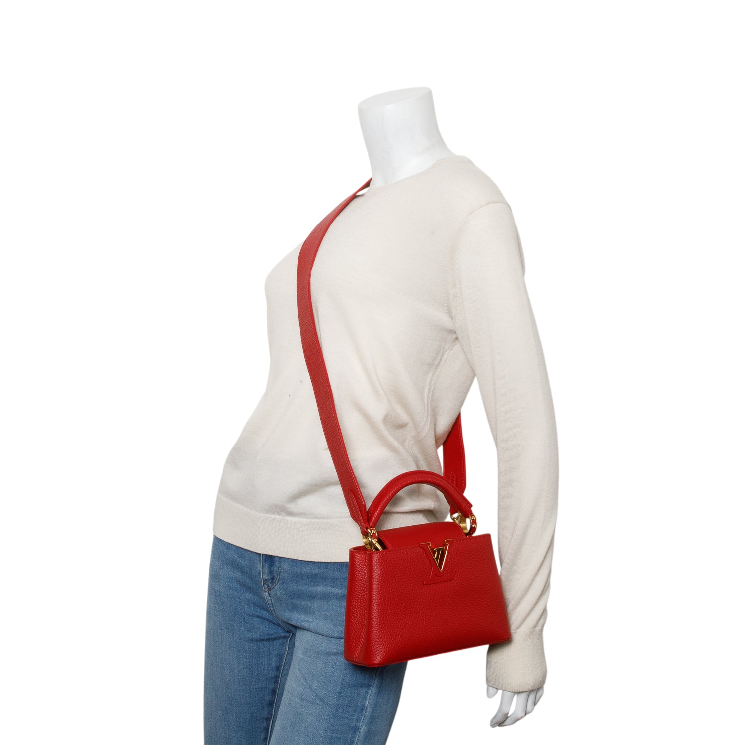 Louis Vuitton 2022 Red Taurillon Mini Capucines w/ Strap & Receipt