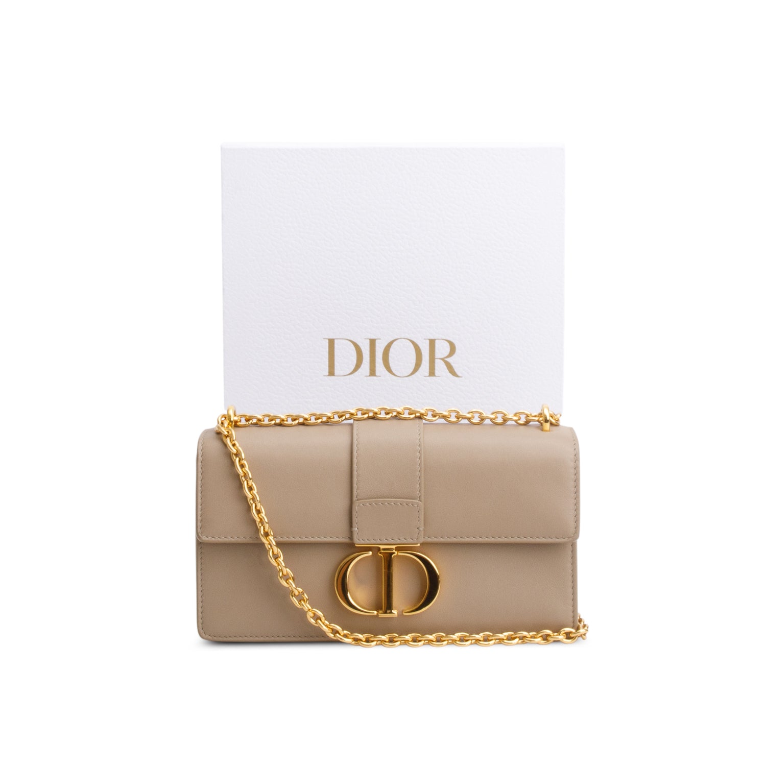 Christian Dior 2022 Brown Calfskin 30 Montaigne East-West Chain Bag w/ Box