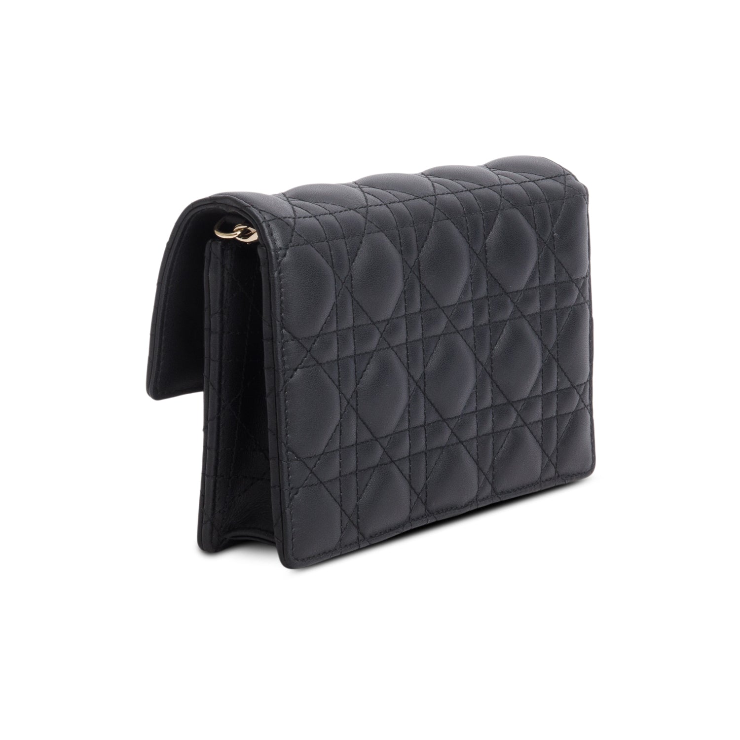 Christian Dior 2022 Black Lambskin Cannage My Dior Daily Chain Pouch w/ Box