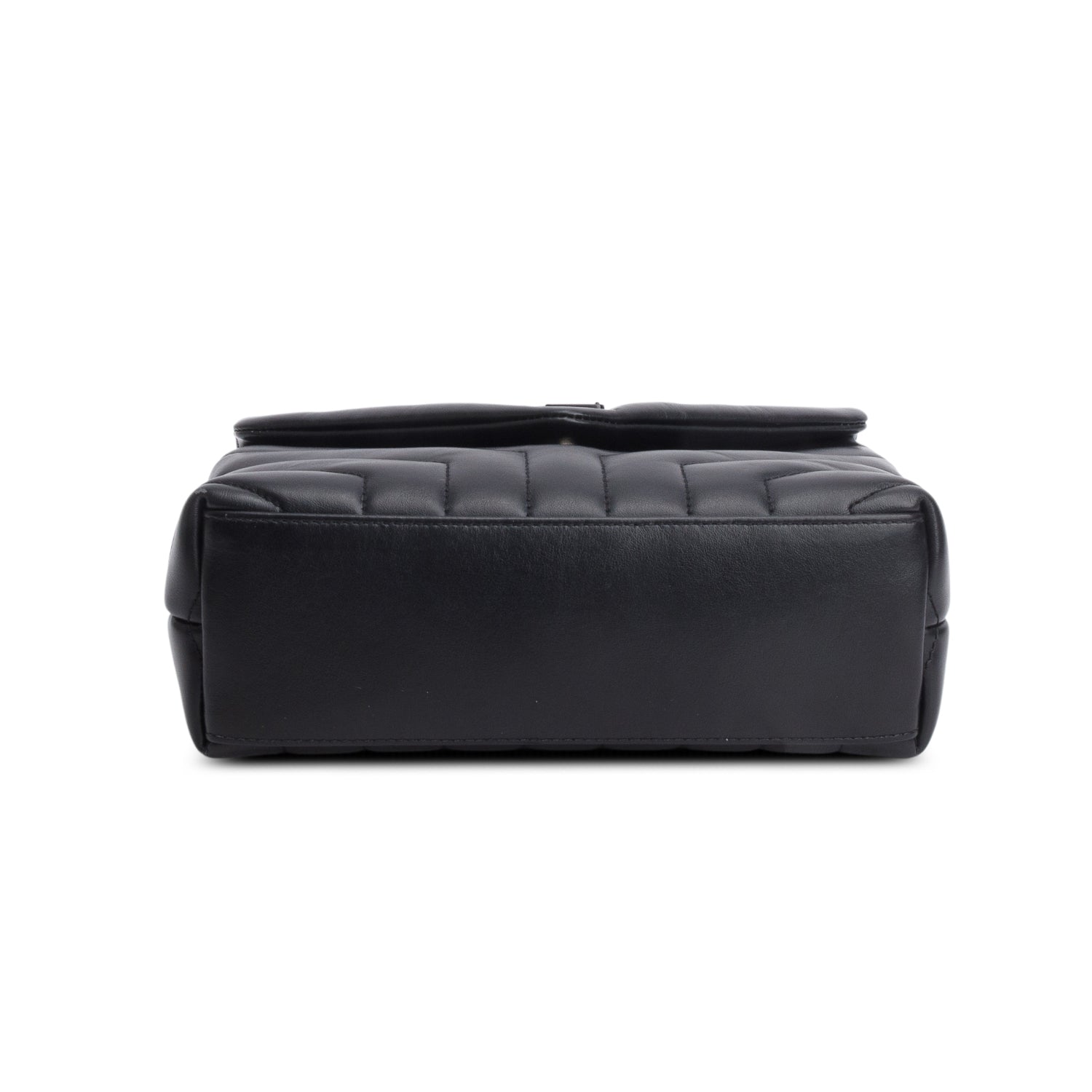 Saint Laurent 2021 Black Calfskin Y Quilted Monogram Monochrome Small Loulou Chain Satchel w/ Box