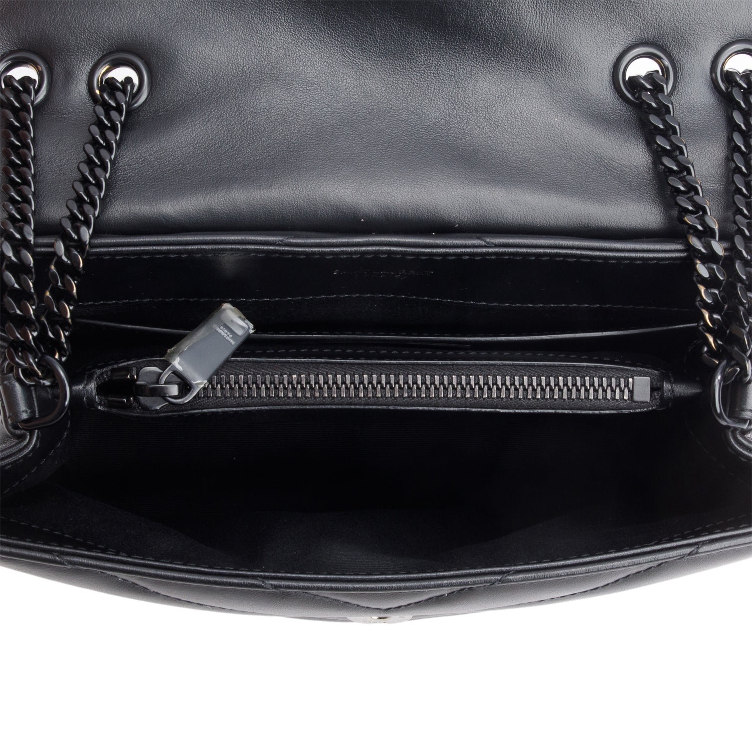 Saint Laurent 2021 Black Calfskin Y Quilted Monogram Monochrome Small Loulou Chain Satchel w/ Box