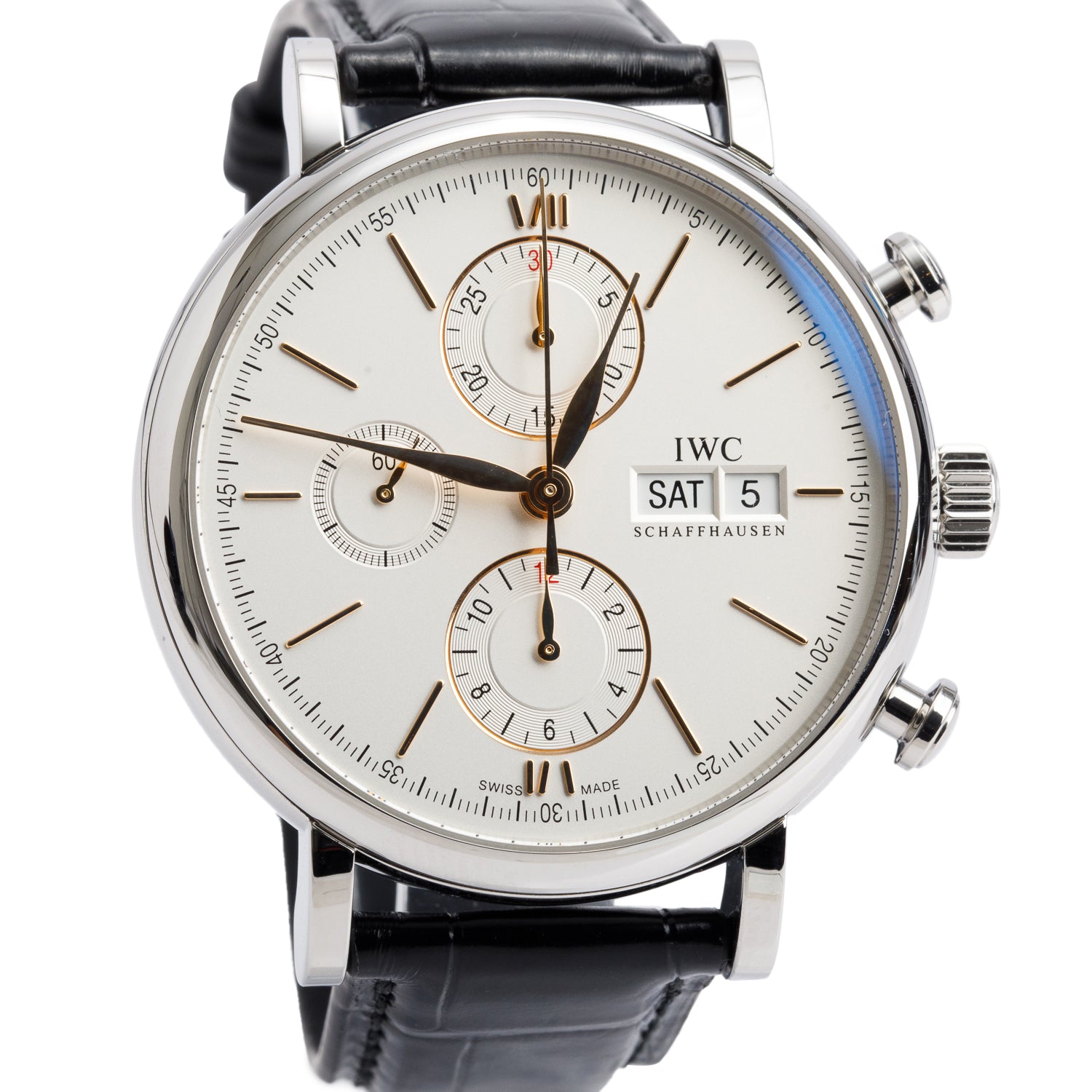 IWC Stainless Steel Portofinio 42 MM Chronograph Automatic Watch Silver Dial IW391031 w/ Box & Papers