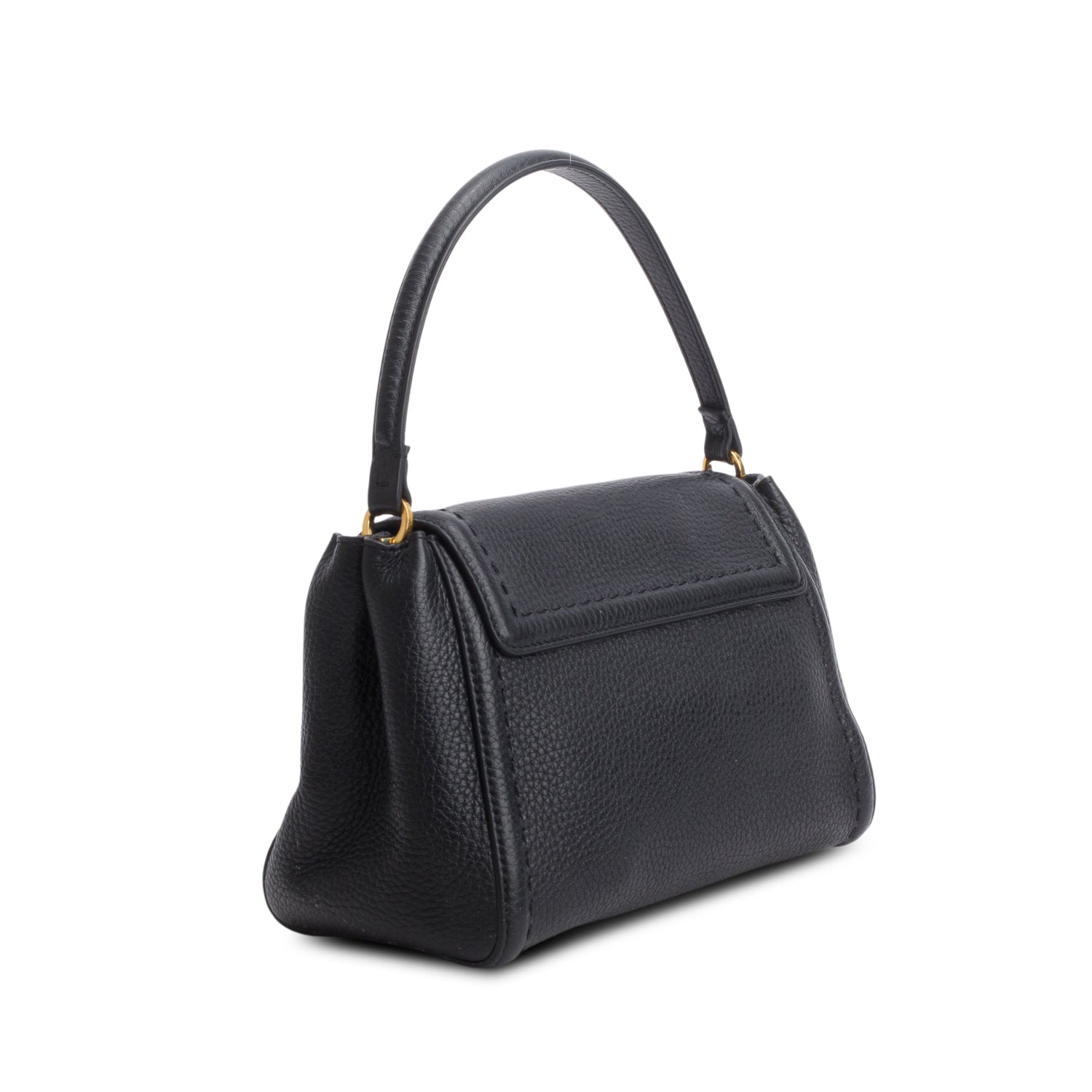 Valentino Black Grainy Calfskin VLogo All Time Small Top Handle Bag w/ Strap