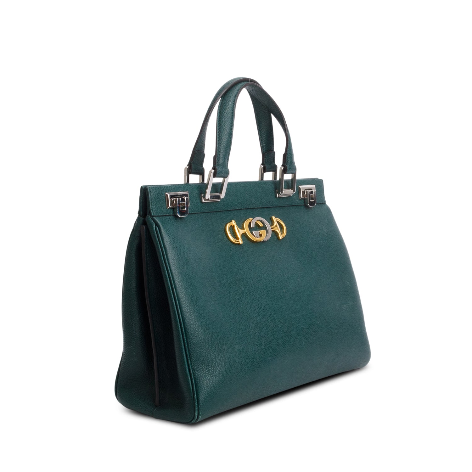 Gucci Green Grainy Calfskin Medium Zumi Top Handle w/ Strap