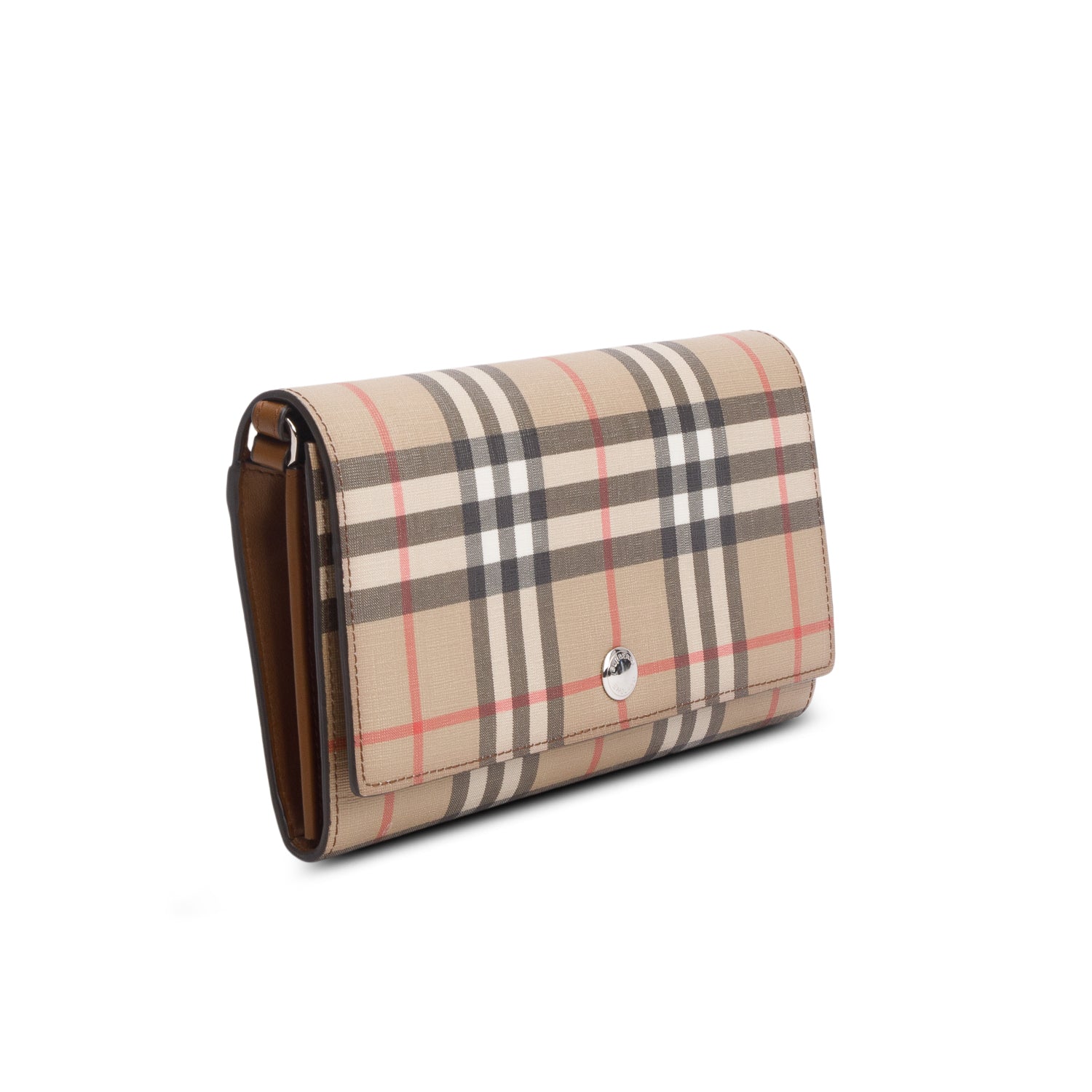 Burberry Brown Vintage Check Hannah Wallet on Strap