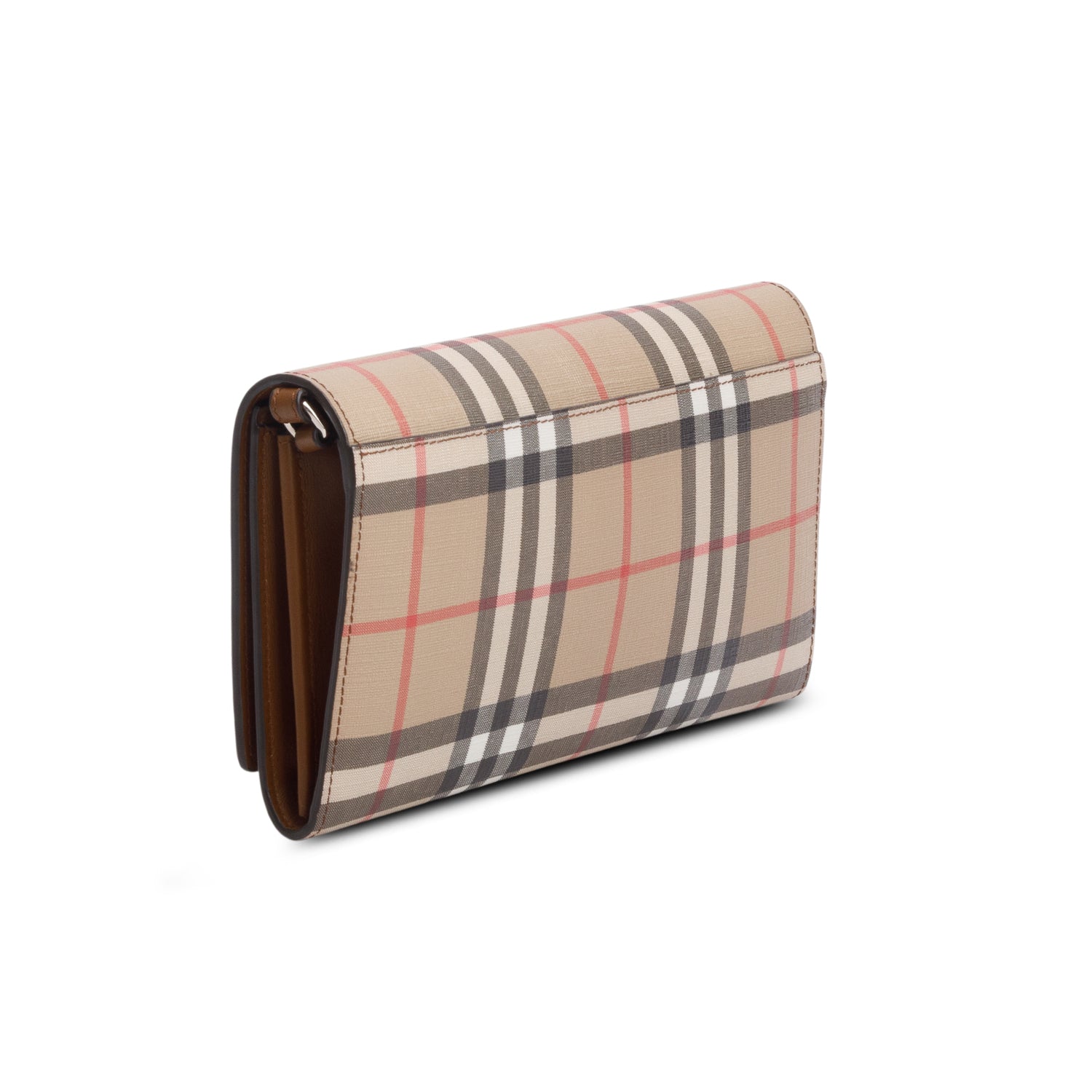 Burberry Brown Vintage Check Hannah Wallet on Strap