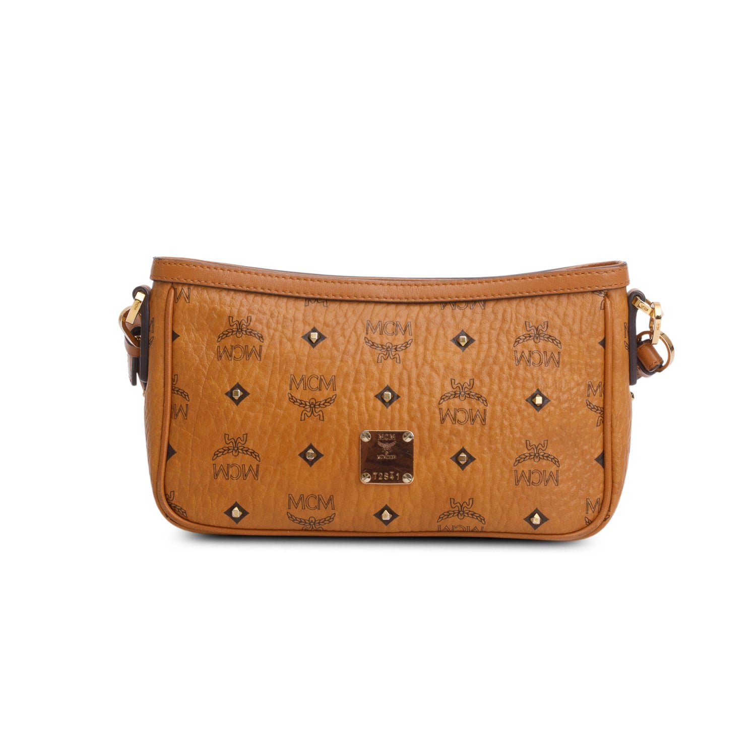 MCM Brown Visetos Small Stud Shoulder Bag