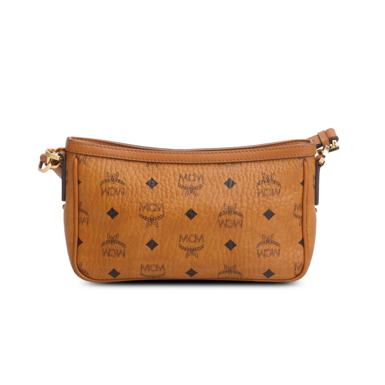 MCM Brown Visetos Small Stud Shoulder Bag