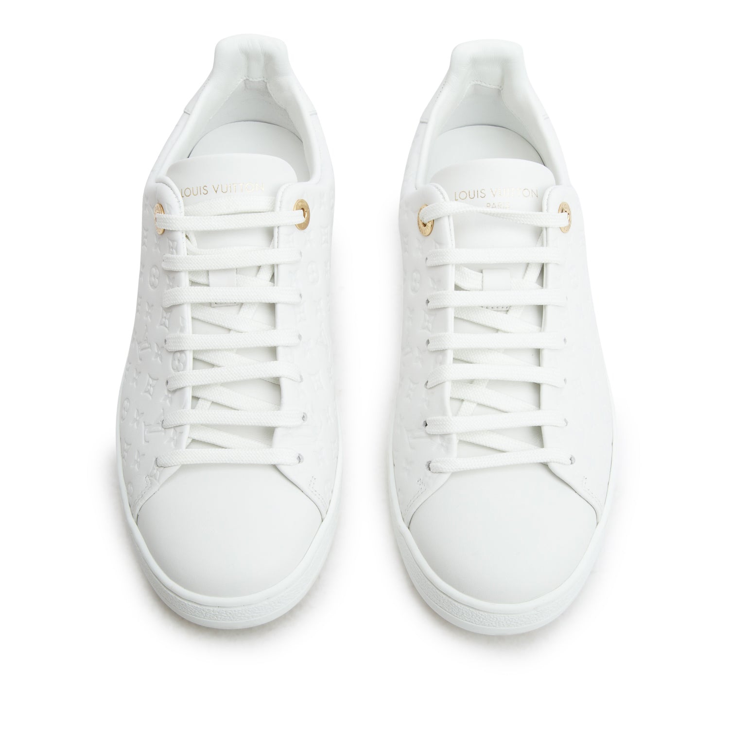 Louis Vuitton 2025 White Monogram Calfskin Frontrow Sneakers, Women's Size 38 w/ Box & Receipt