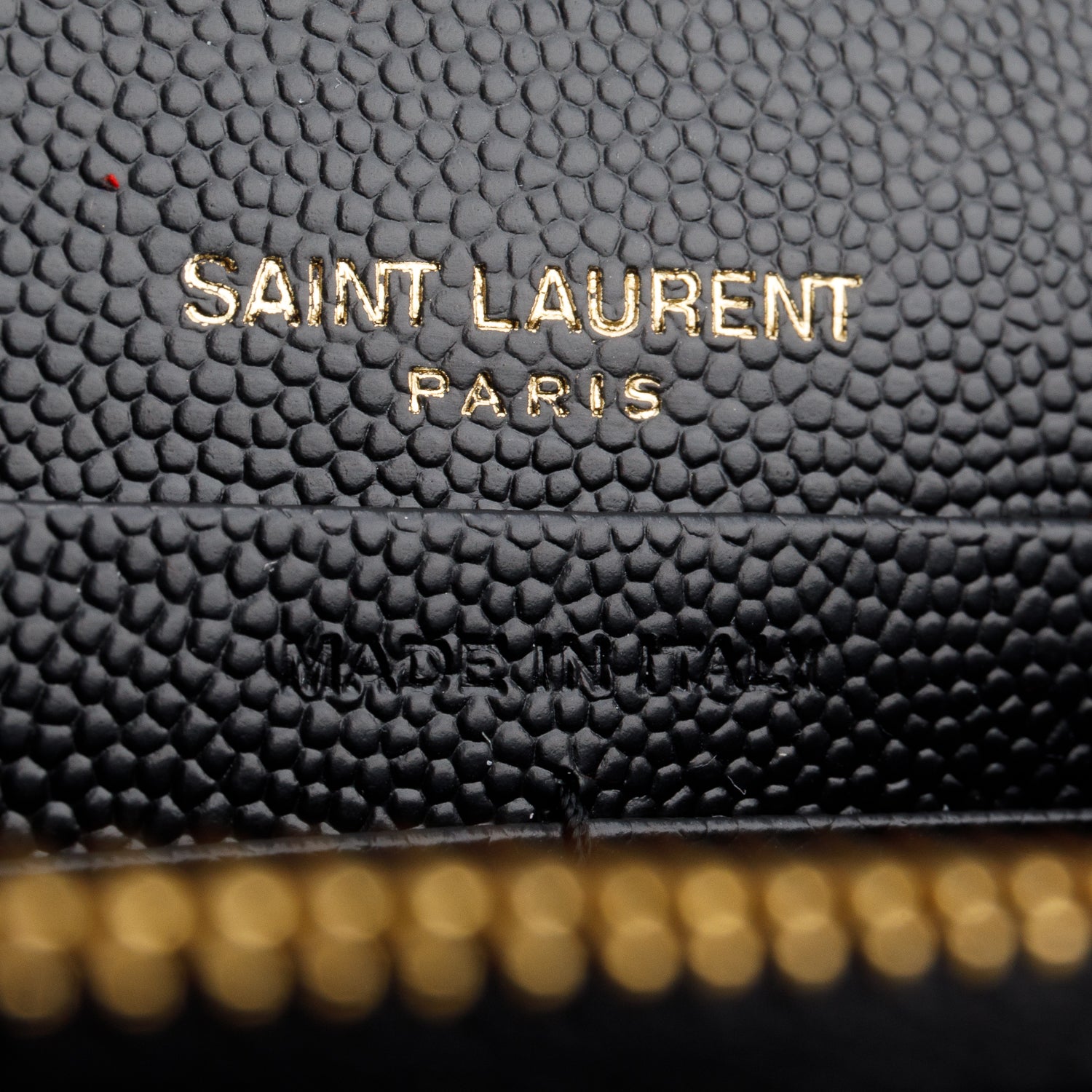 Saint Laurent 2024 Black Grain de Poudre Matelasse Chevron Monogram Chain Wallet w/ Box & Receipt