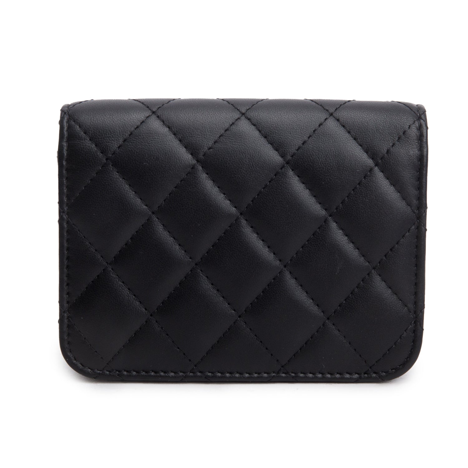 Chanel Black Lambskin Quilted Pearl Crush Clutch with Chain