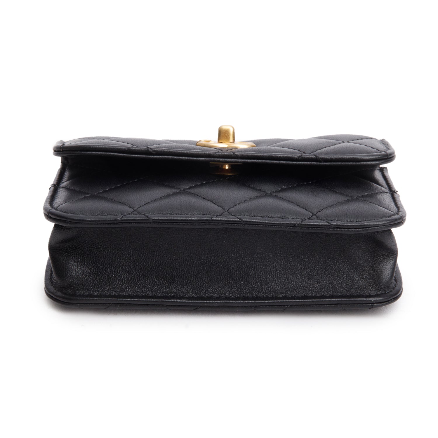 Chanel Black Lambskin Quilted Pearl Crush Clutch with Chain