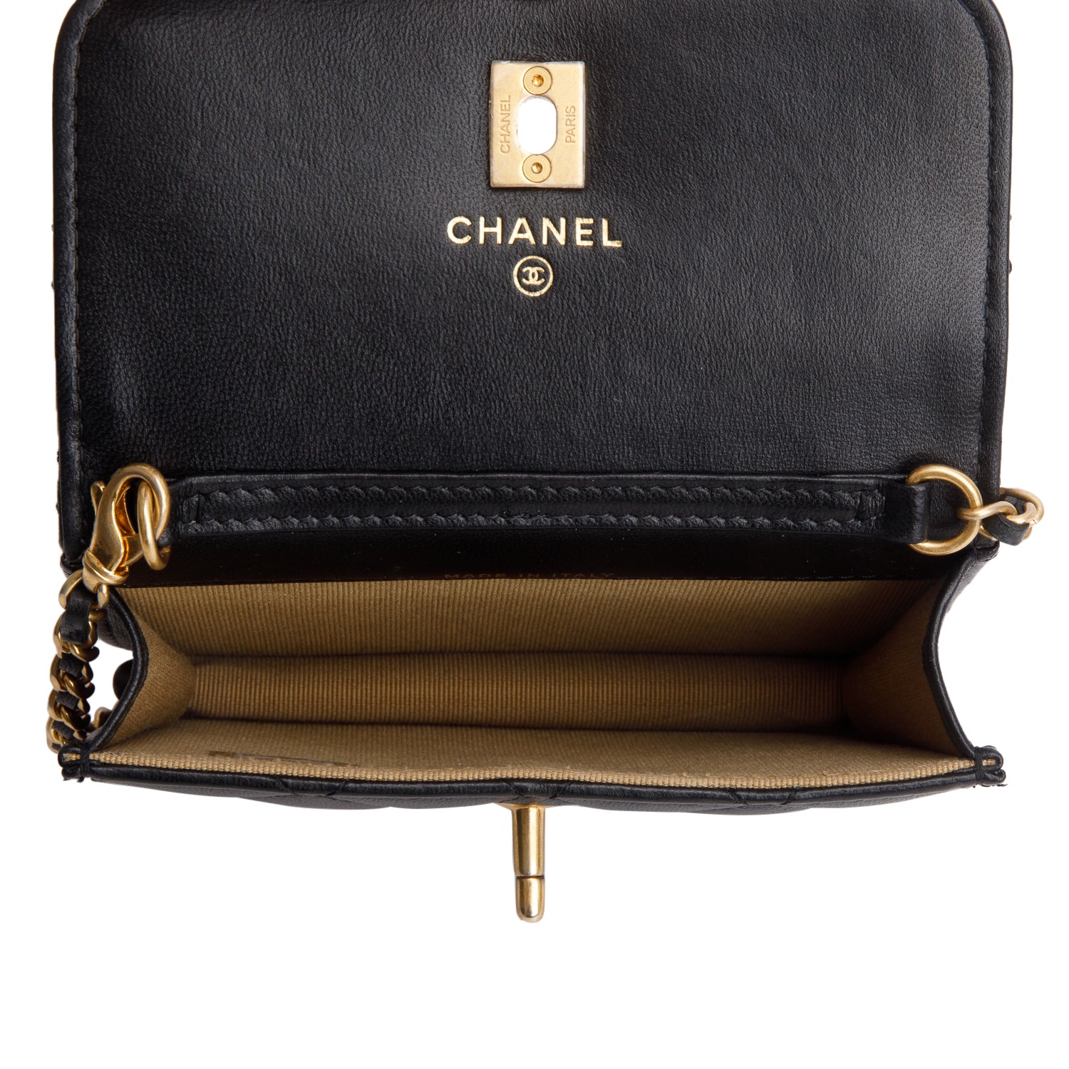Chanel Black Lambskin Quilted Pearl Crush Clutch with Chain