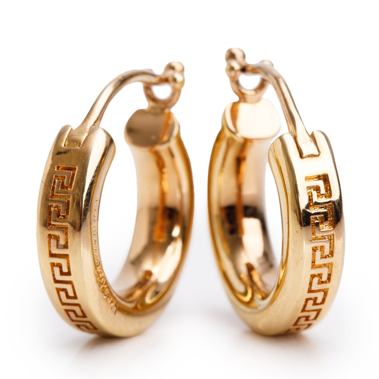 Versace Gold Plated Greca Huggie Hoop Earrings
