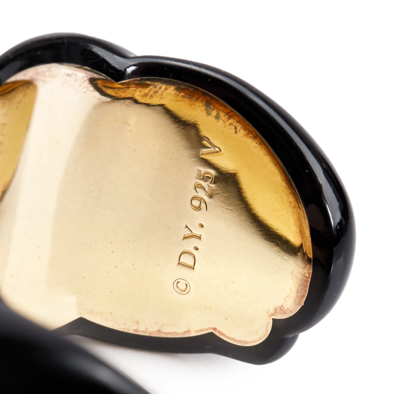 David Yurman Black Resin Yellow Gold-Plated Sterling Silver Sculpted Cuff Bracelet