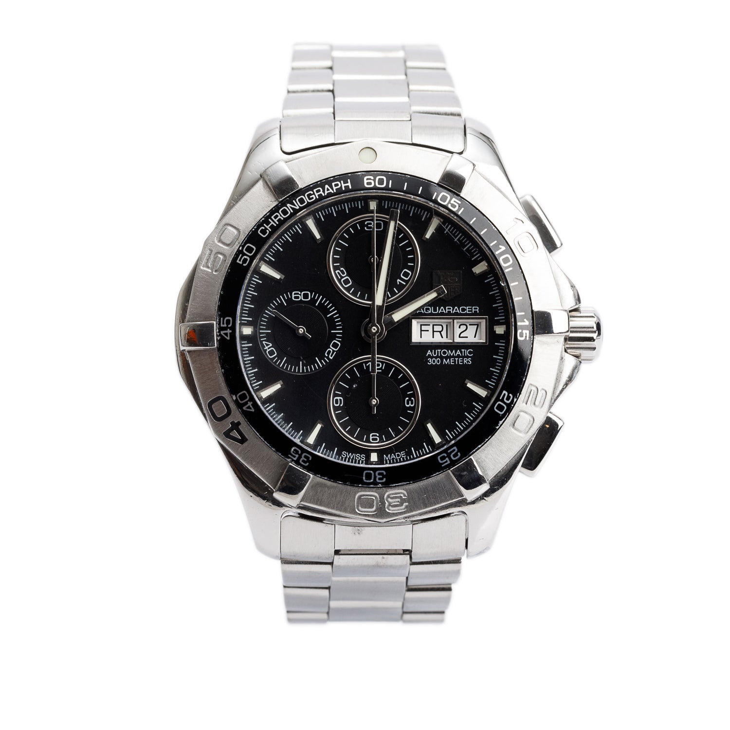 Tag Heuer Stainless Steel Aquaracer 43 MM Chronograph Automatic Watch Black Dial CAF2010 w/ Box & Papers
