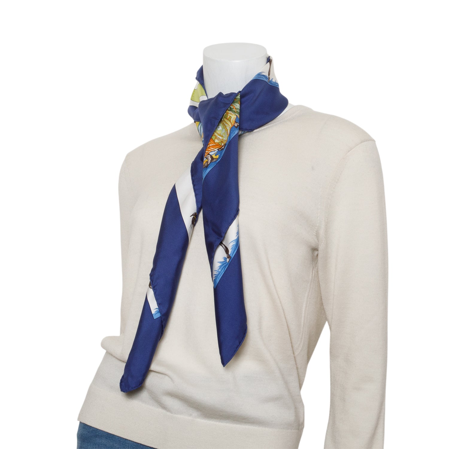 Hermes Blue & Multicolor 'Turqueries En L'honneur De Mr Le T' Silk Scarf 90 w/ Box