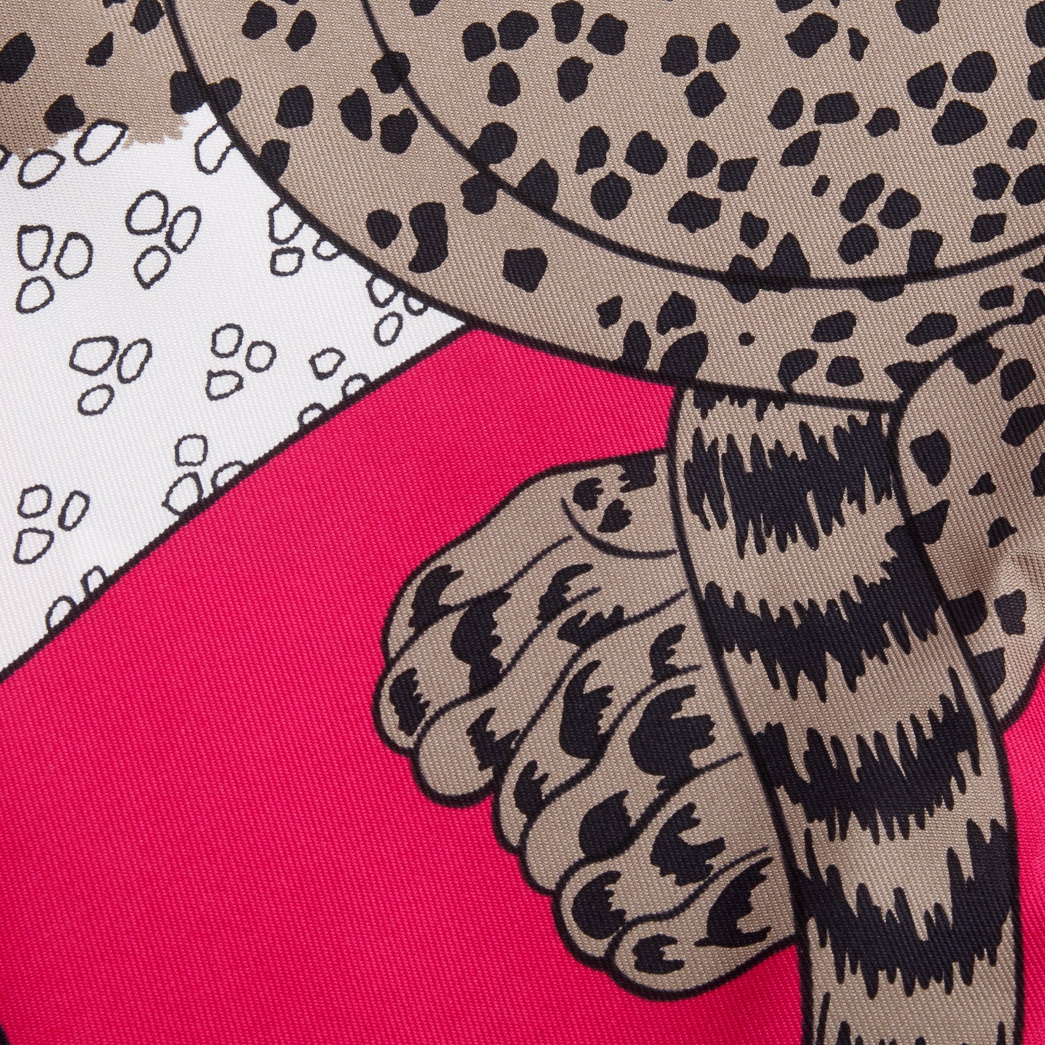 Hermes Fuschia & Multicolor 'Les Leopards' Silk Scarf 90 w/ Box