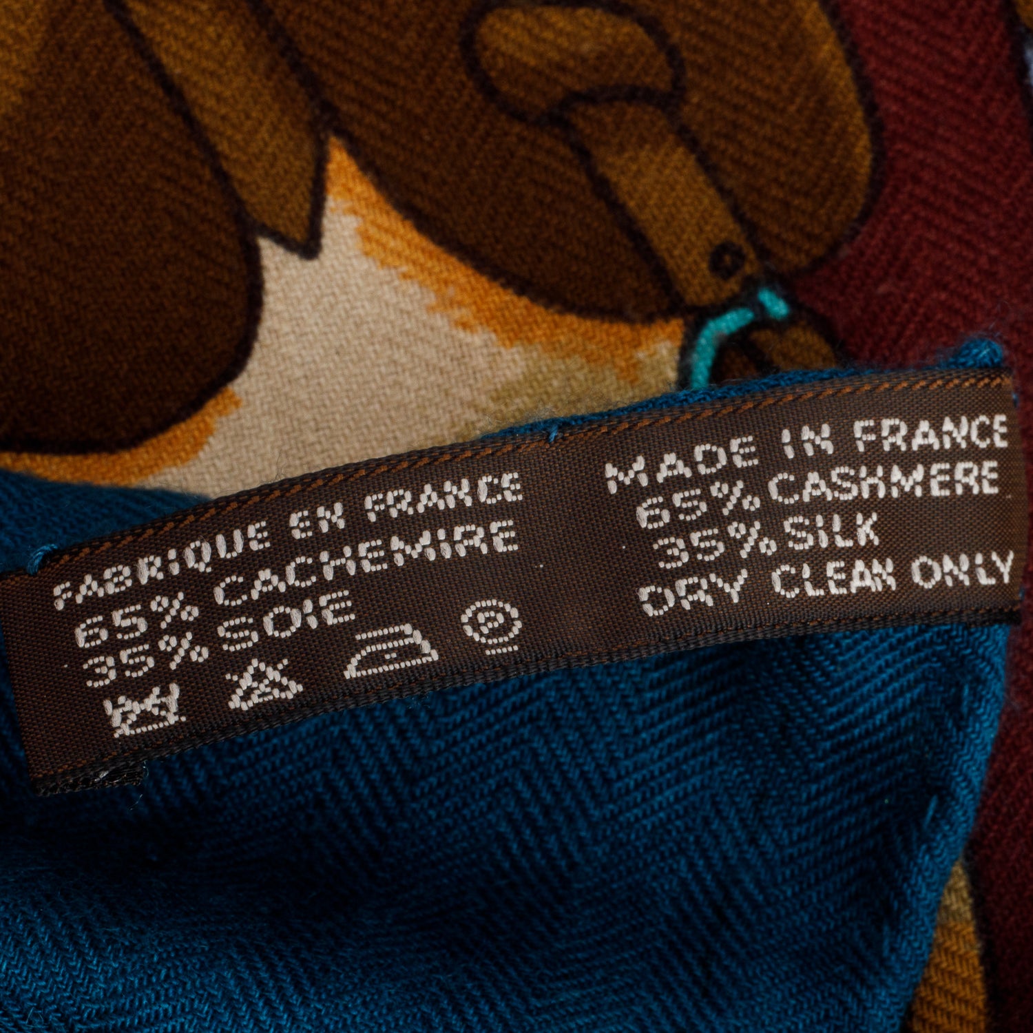 Hermes Blue & Multicolor 'Monsieur et Madame' Cashmere Silk Shawl 140 w/ Box