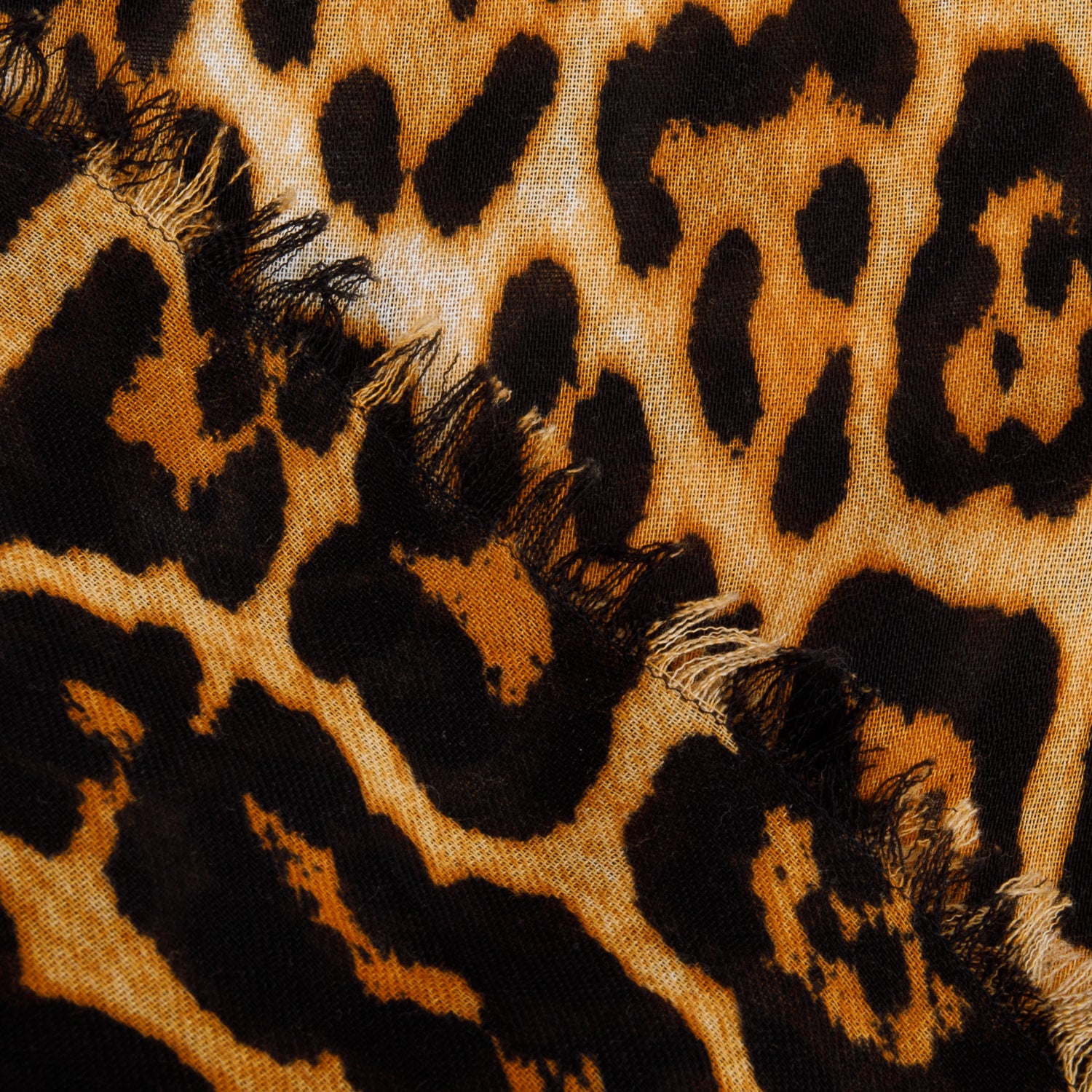 Saint Laurent Leopard Print Wool Cashmere Fringe Shawl w/ Box