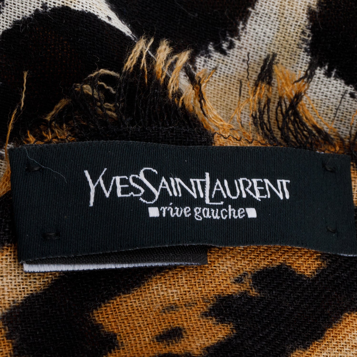 Saint Laurent Leopard Print Wool Cashmere Fringe Shawl w/ Box