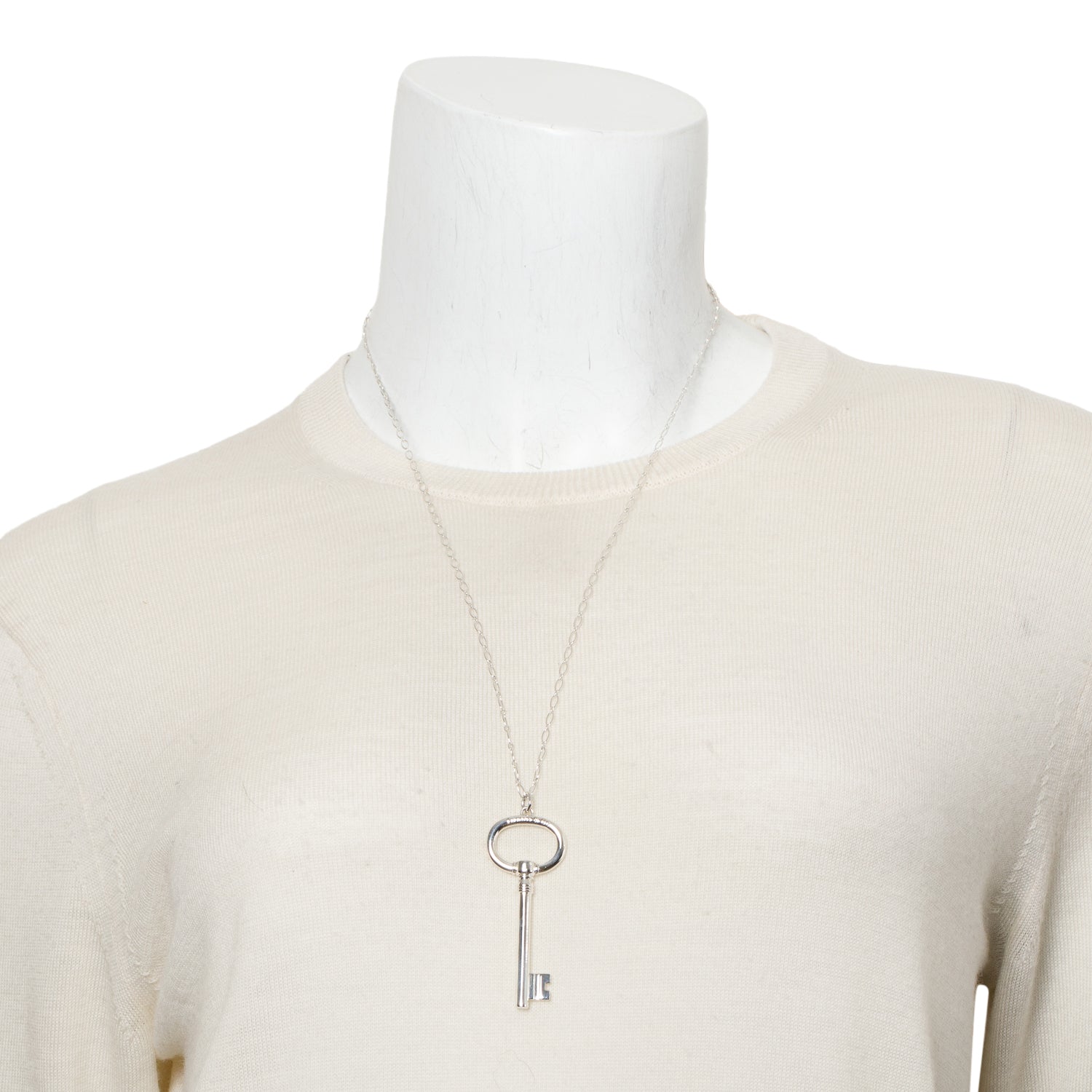 Tiffany & Co. Sterling Silver Large Oval Key Pendant Necklace