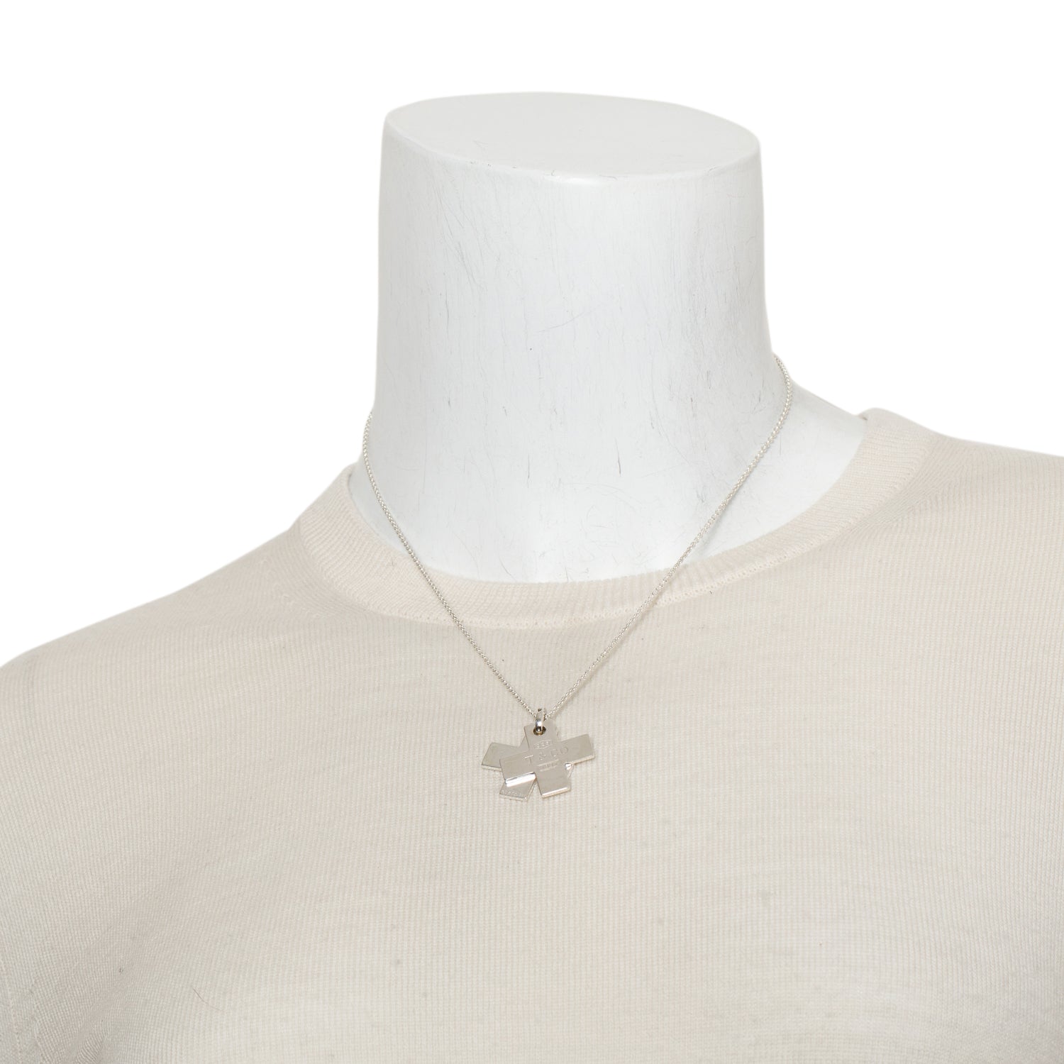 Tiffany & Co. Sterling Silver 1837 Double Cross Pendant Necklace