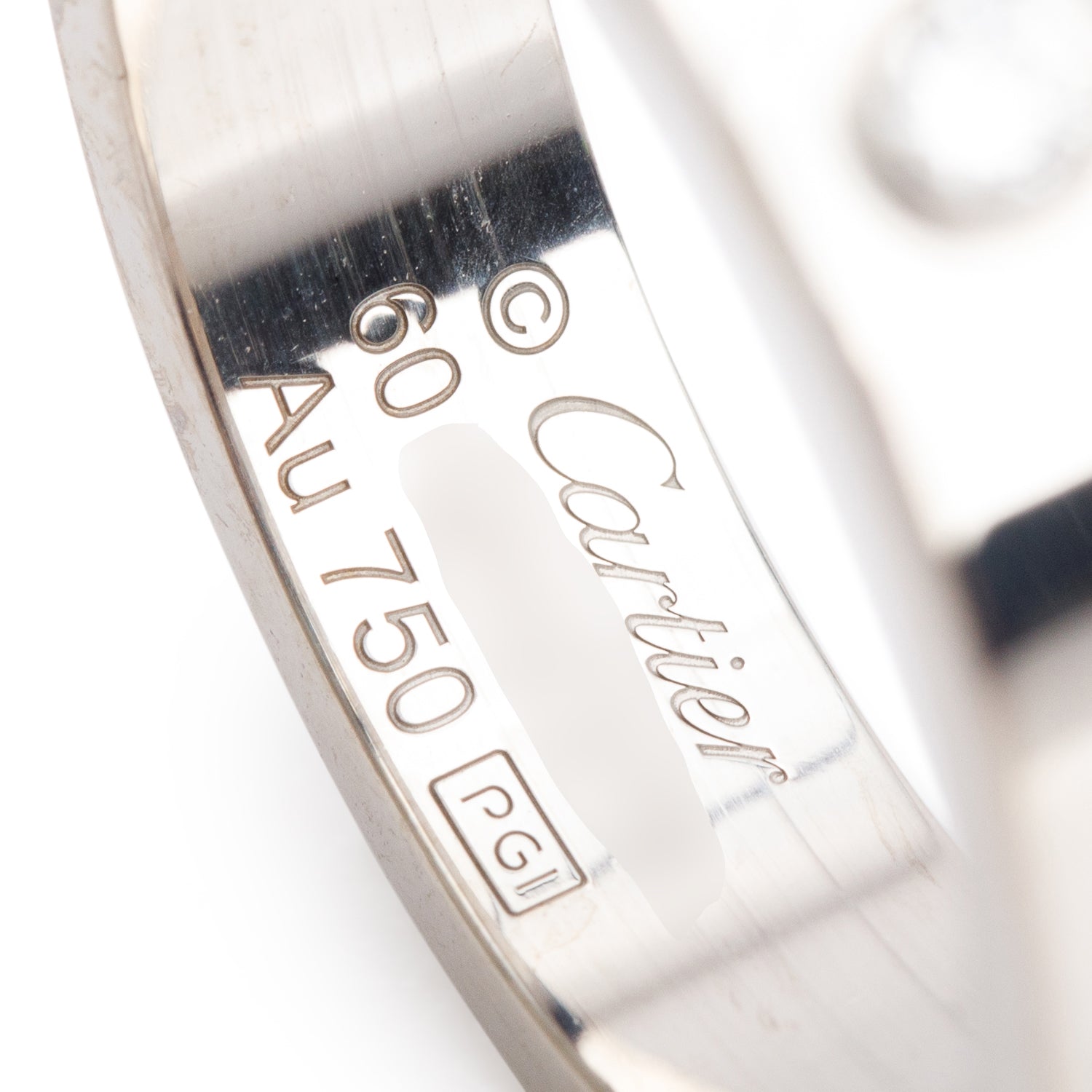 Cartier 2022 18k White Gold 3 Diamond 5.5 MM Love Ring, Size 60 9.25 w/ Box & Certificate