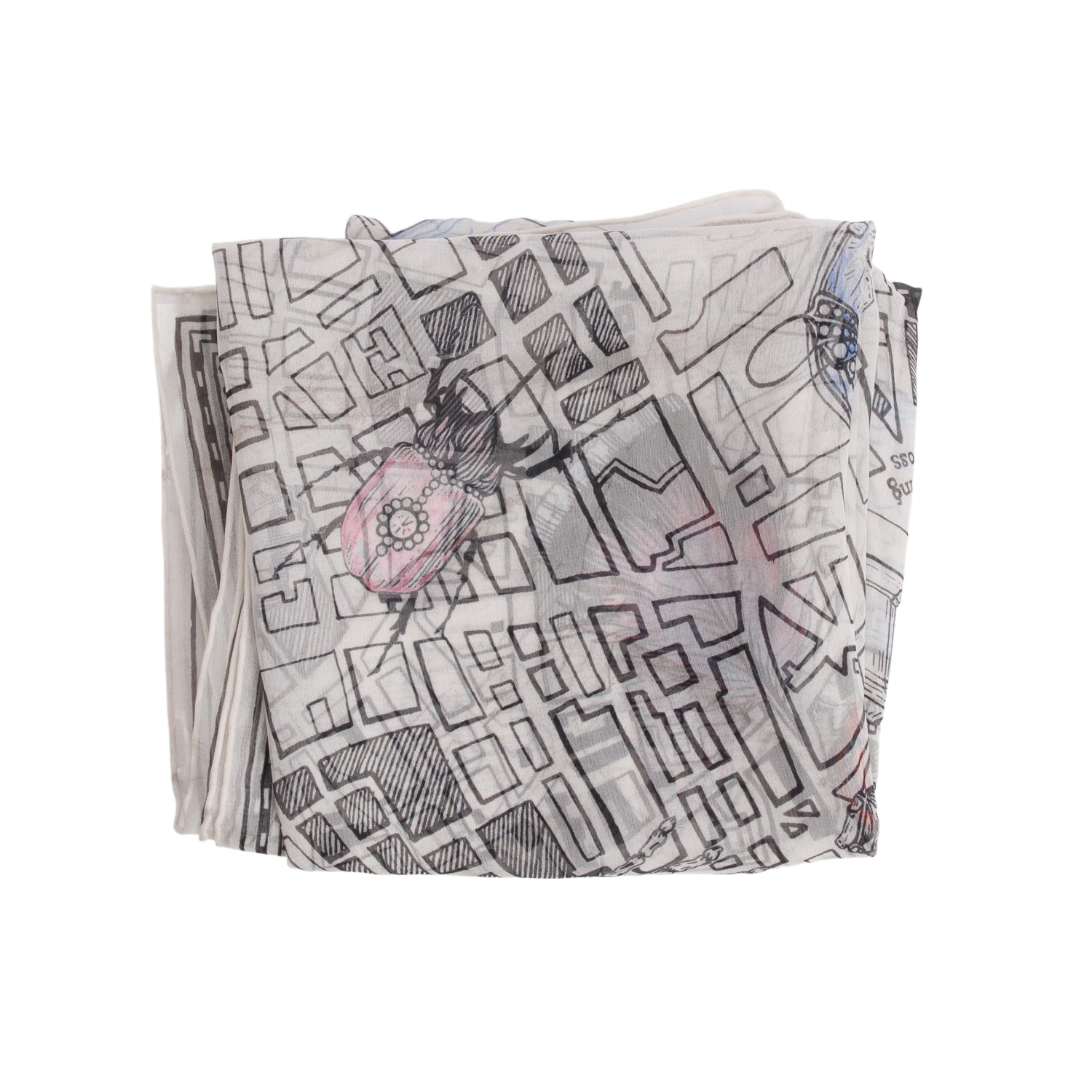 Alexander McQueen Cream Paris City Map Silk Scarf