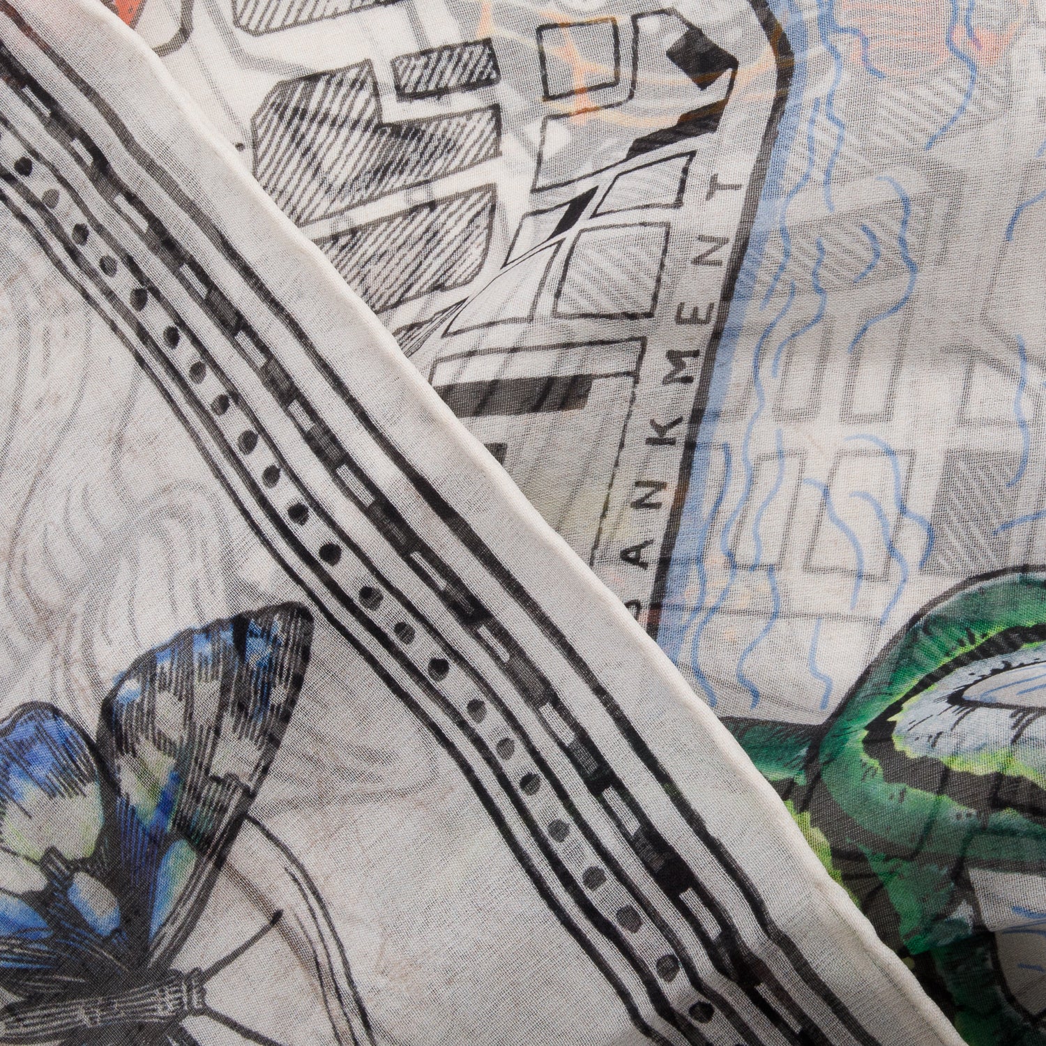 Alexander McQueen Cream Paris City Map Silk Scarf