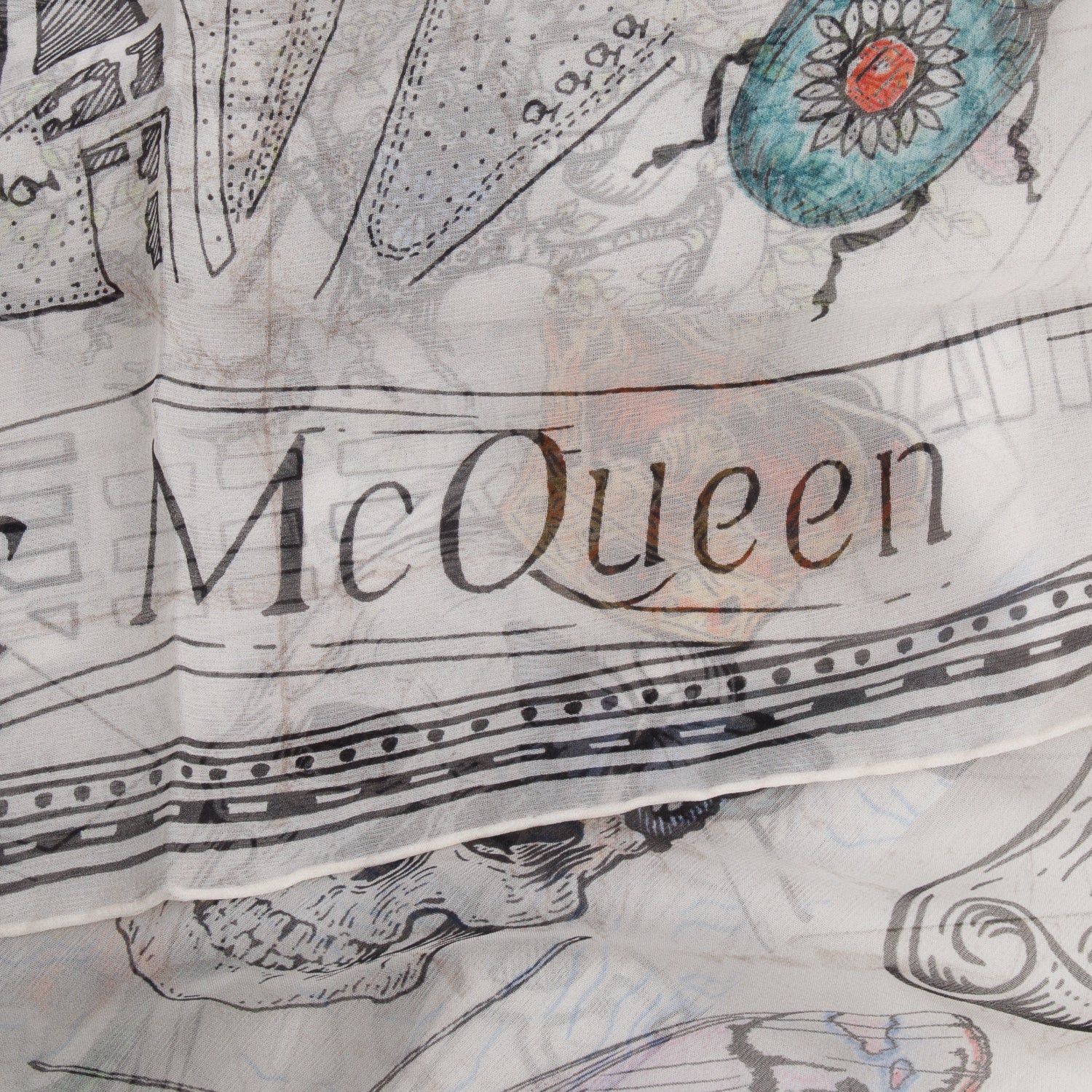 Alexander McQueen Cream Paris City Map Silk Scarf
