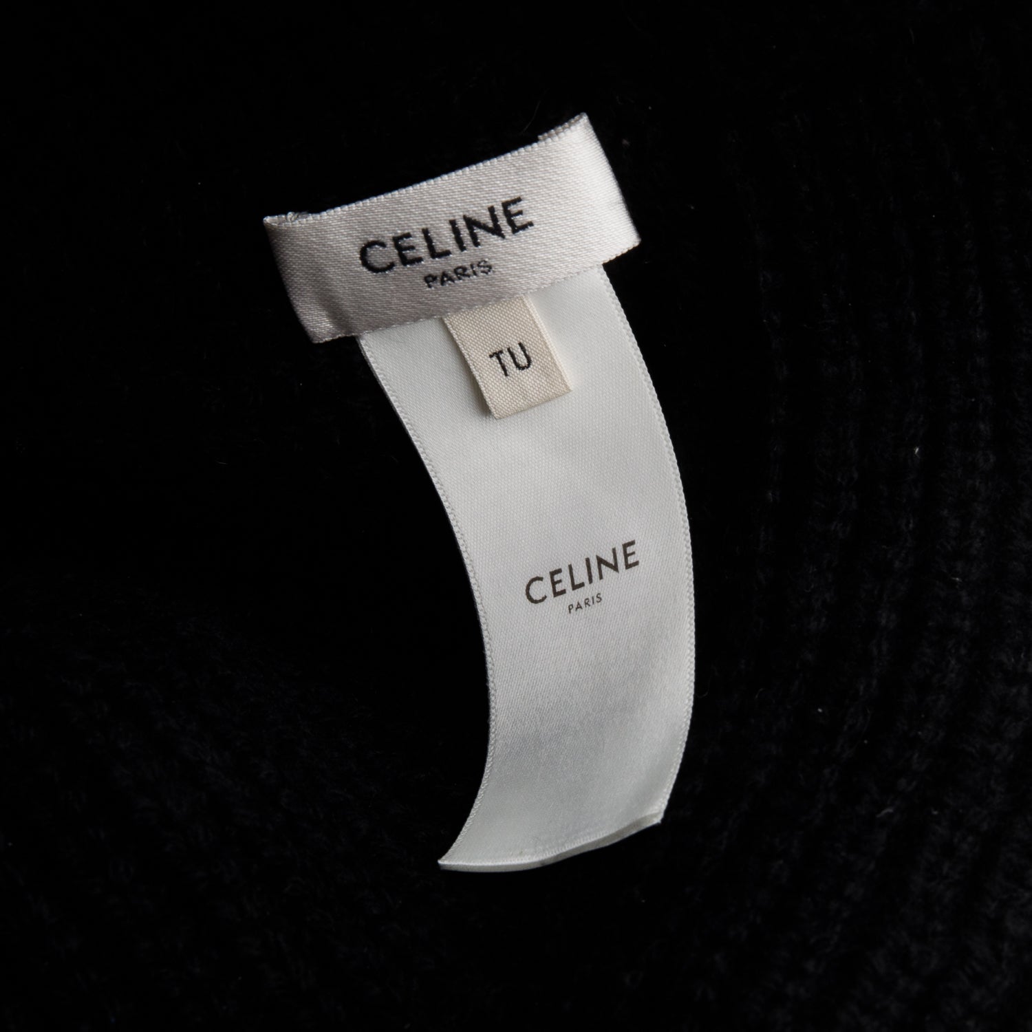 Celine Black Cashmere Logo Cloche Beanie