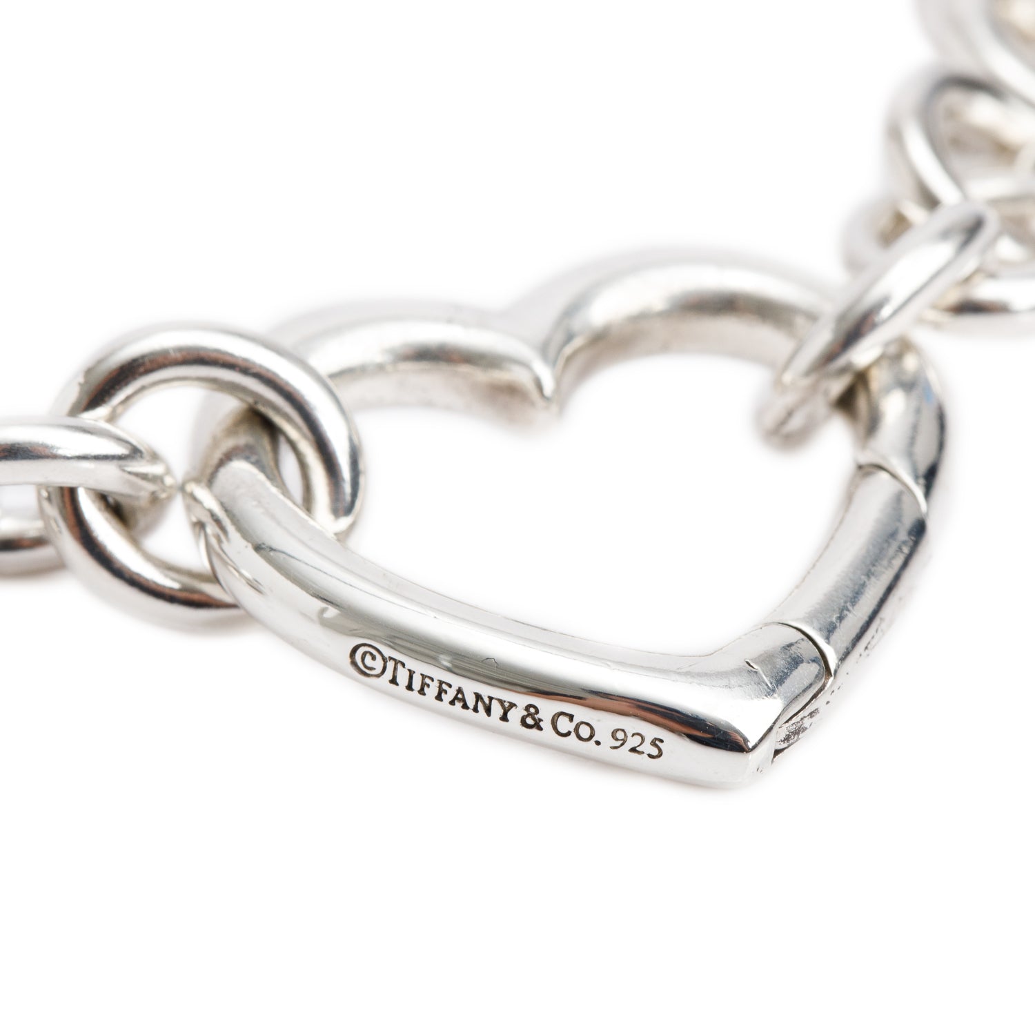 Tiffany & Co. Sterling Silver Open Heart Clasp Link Choker Necklace