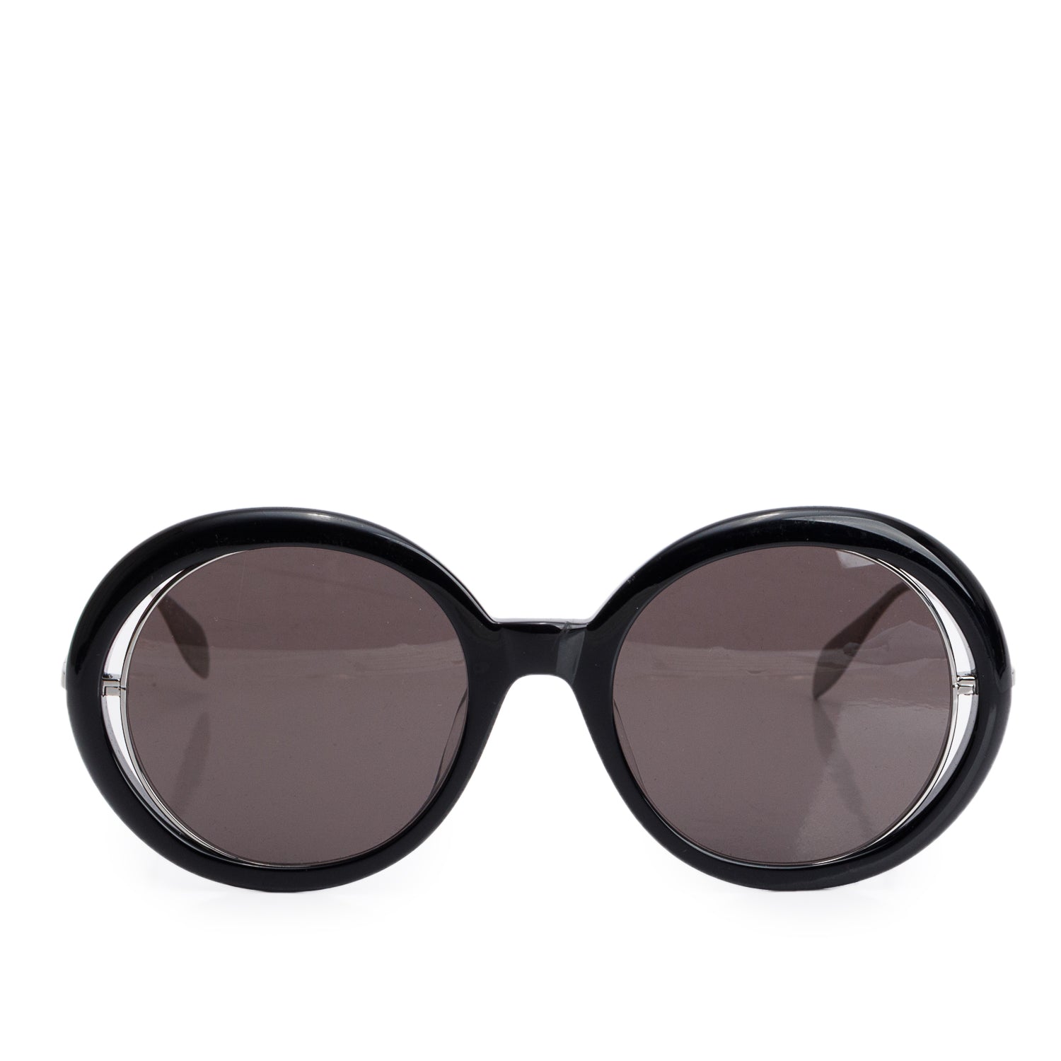 Alexander McQueen AM0224S Black Round Sunglasses w/ Box & Case