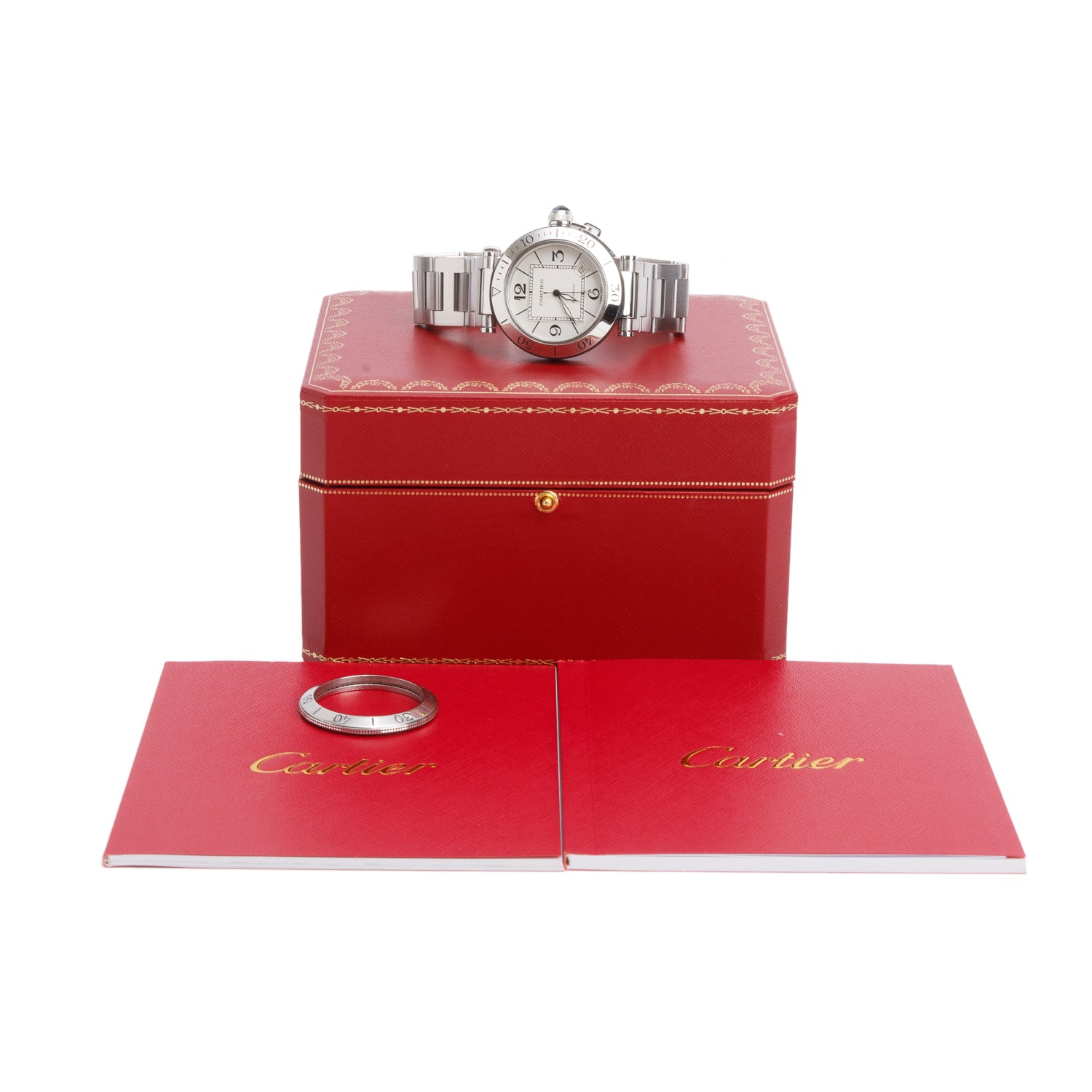 Cartier Stainless Steel Pasha Seatimer 40 MM Automatic Watch Silver Dial 2790 w/ Box & Papers